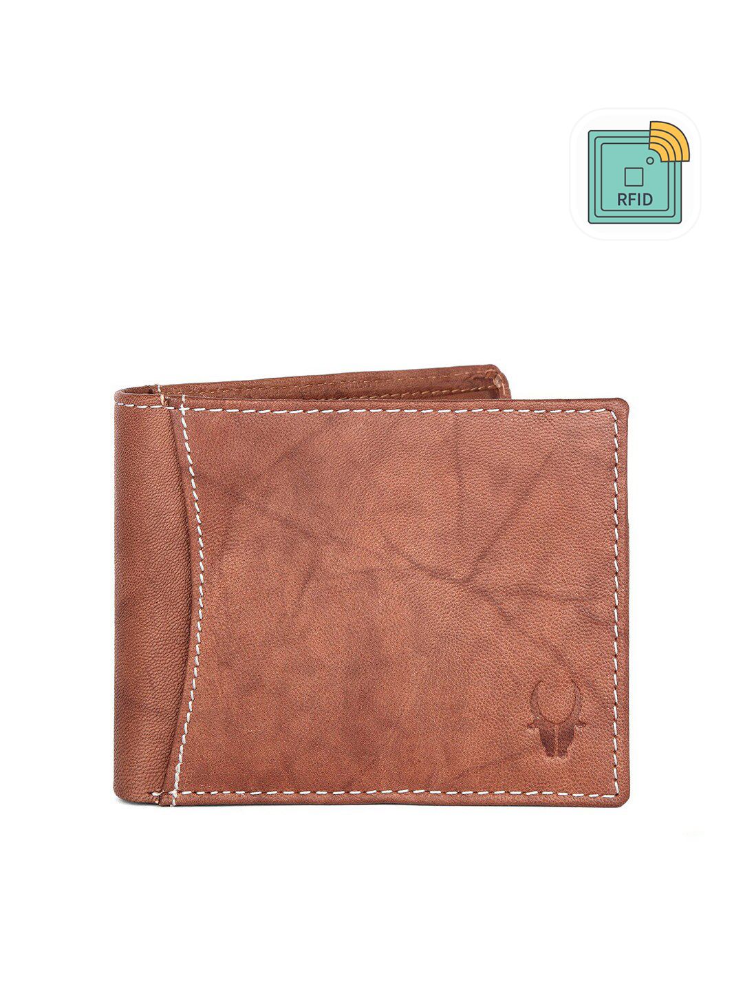 WildHorn Men Tan Brown Textured Two Fold Leather Wallet-picture-31