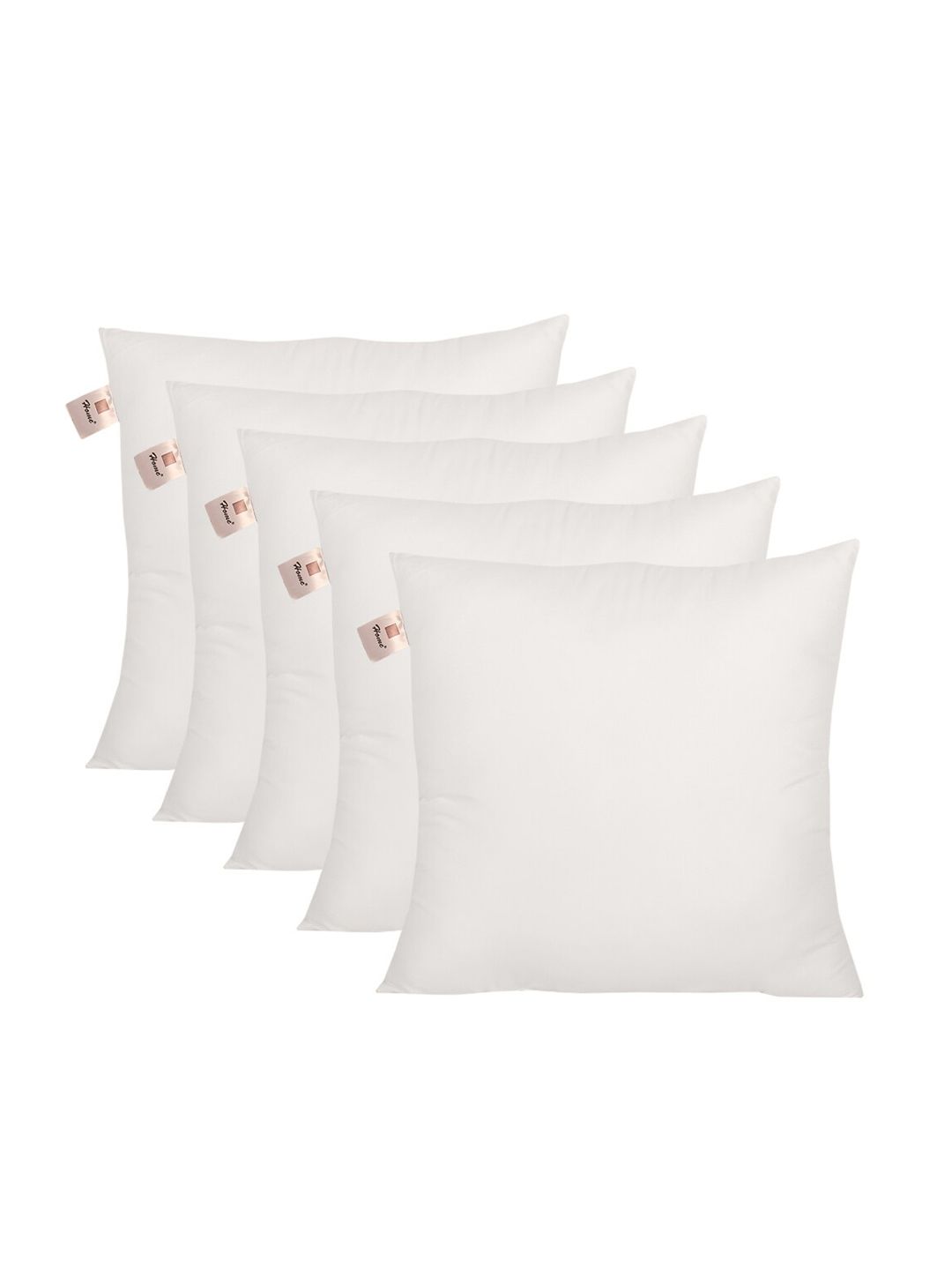 Home Set Of 5 White Solid Micro Cushion Pillows-image-35