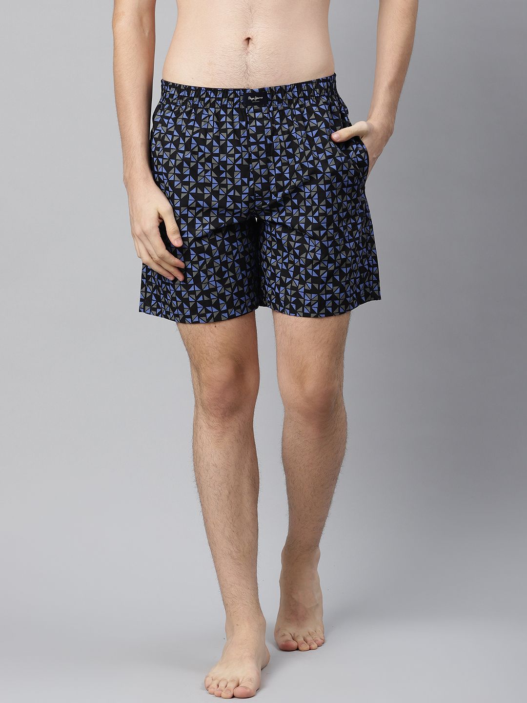 Pepe Jeans Men Black & Blue Pure Cotton Printed Boxers 8904311333869
