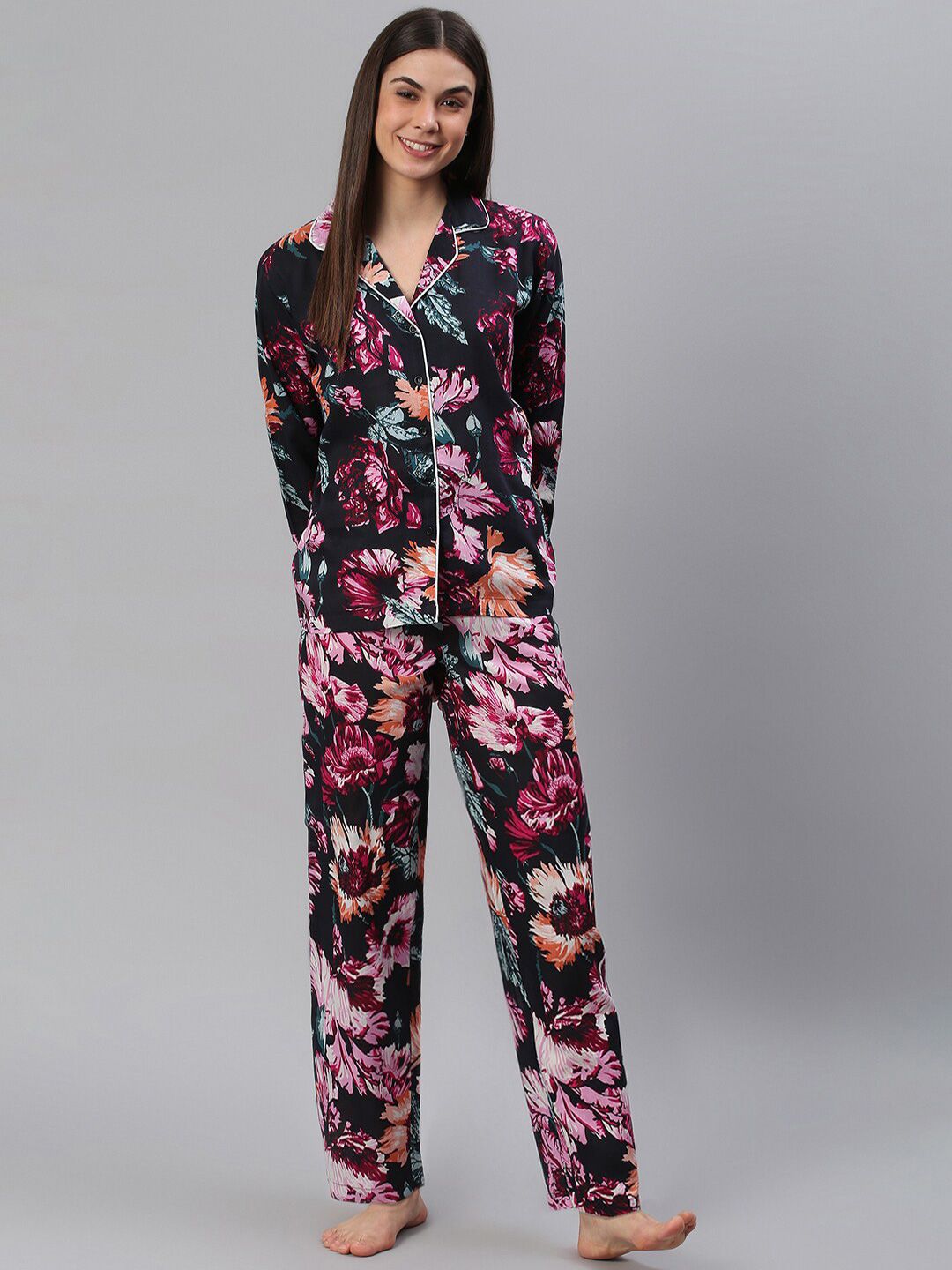 Cation Women Black & Pink Printed Night suit-image-22