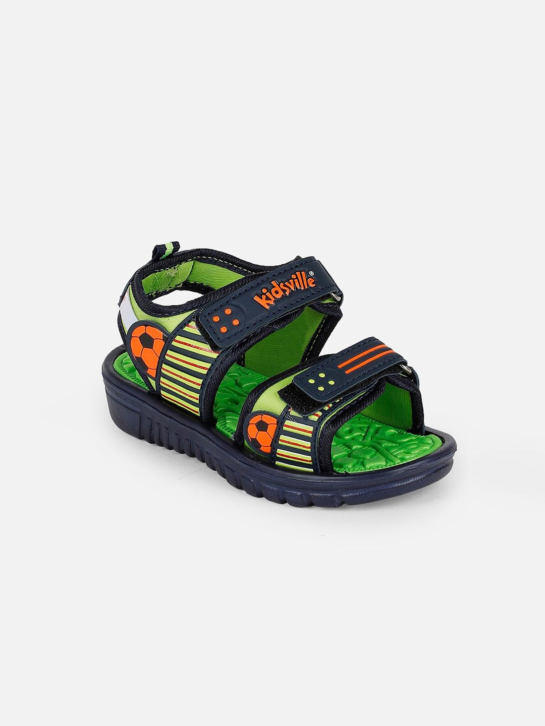 Kids Ville Boys Navy Blue & Green Comfort Sandals-image-6