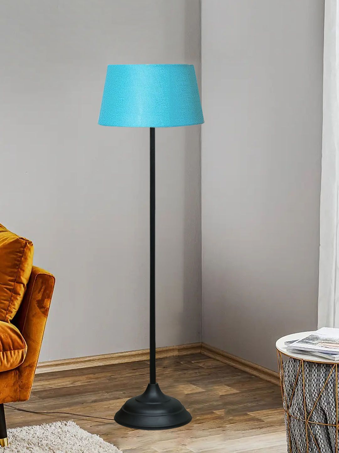 Homesake Black & Turquoise Blue Solid Contemporary Frustum Tripod Lamp-picture-19
