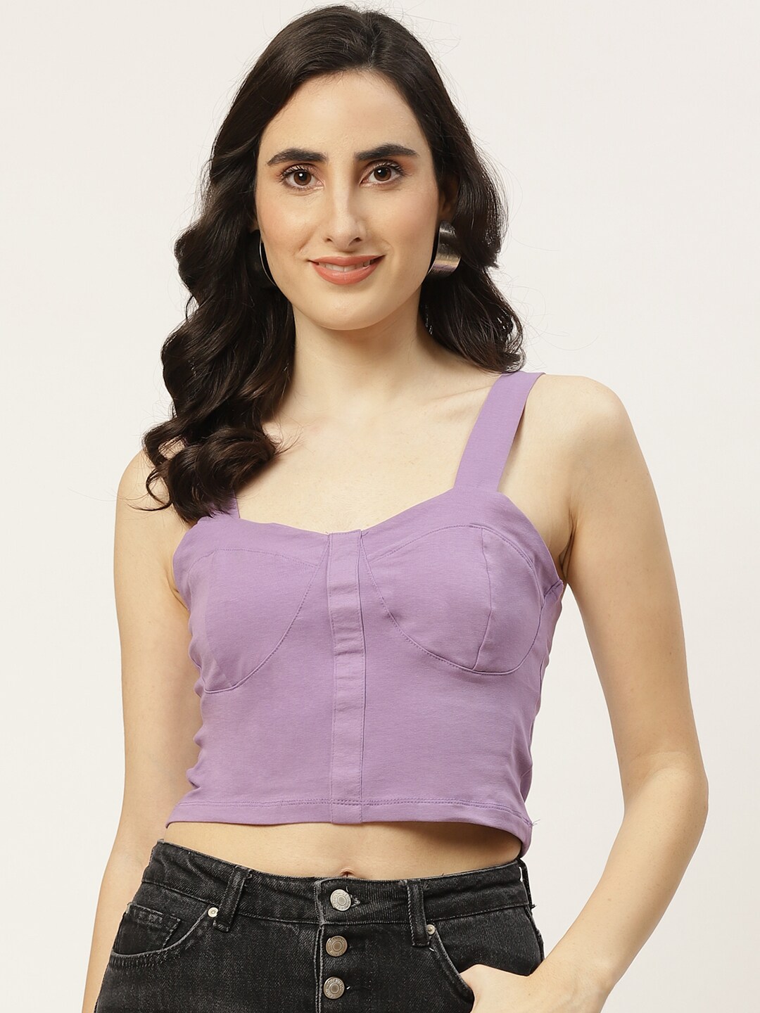 TRENDYOL COLLECTION Lavender Solid Fitted Top