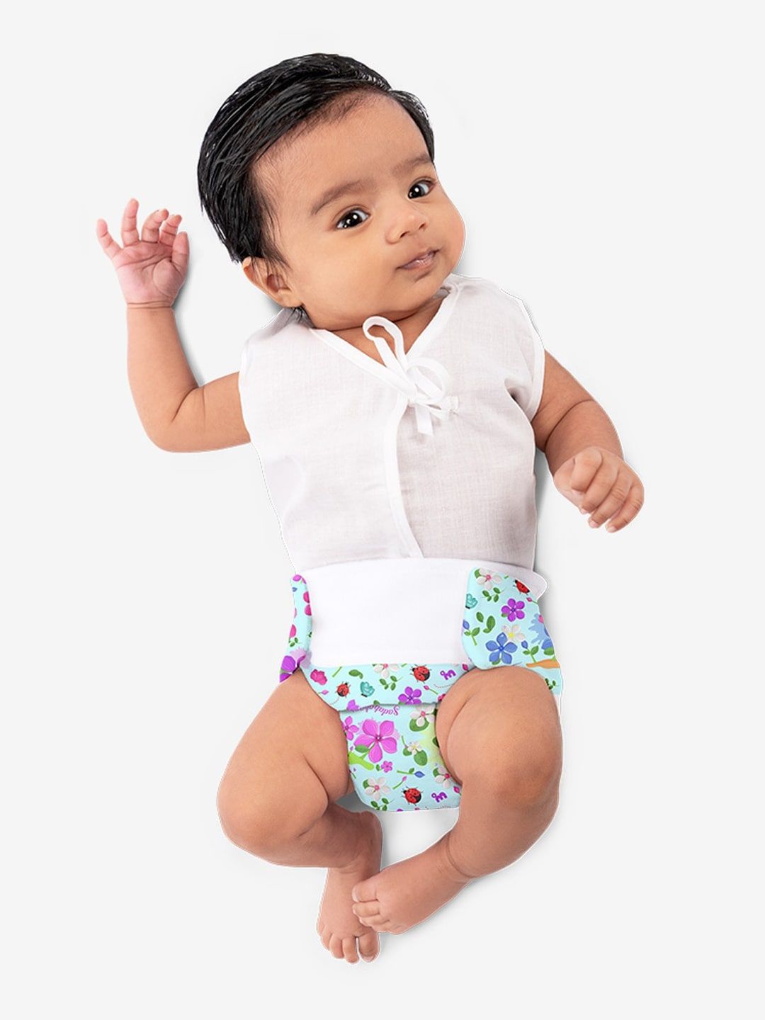 SuperBottoms Newborn UNO Periwinkle Sustainable Cloth Diaper with 1 Dry Feel Pad-picture-10