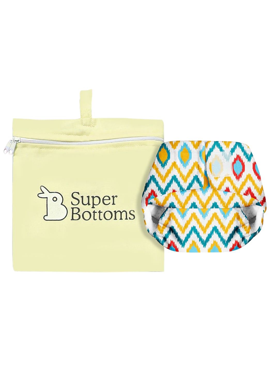 SuperBottoms Newborn UNO Ikat Chevron Printed Sustainable Cloth Diaper with 1 Dry Feel Pad-picture-34