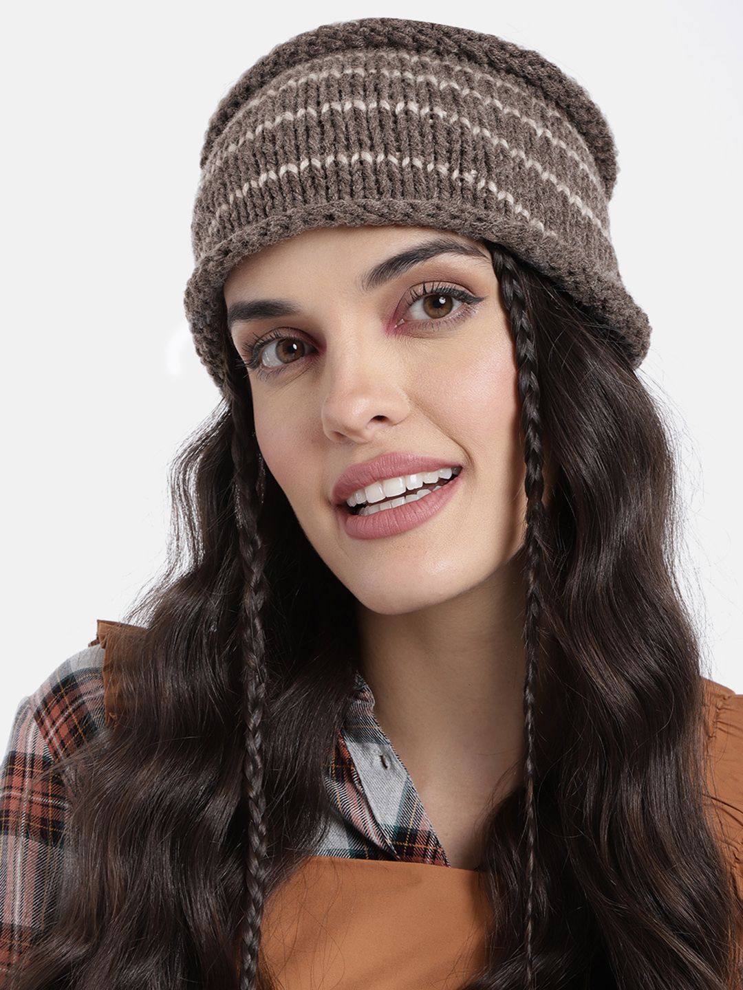 Magic Needles Unisex Brown & Cream Striped Headband-picture-16