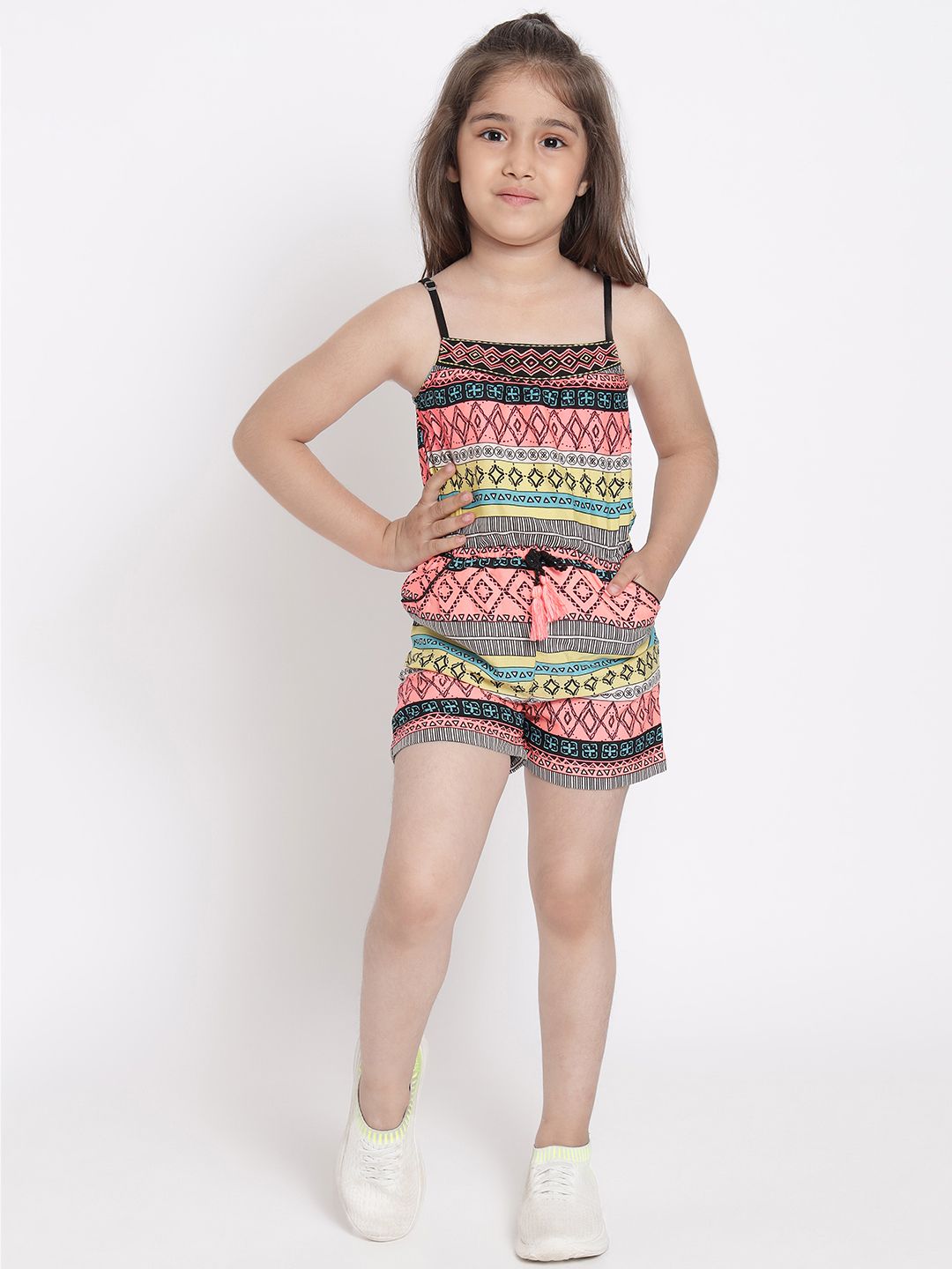 Nauti Nati Girls Pink & Black Printed Playsuit-picture-38
