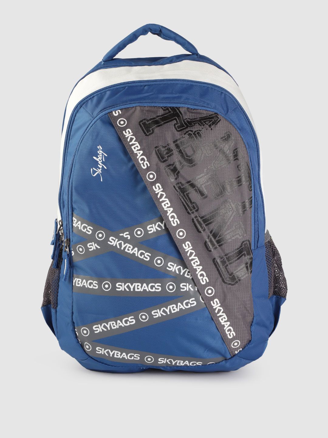 Skybags Unisex Kids Blue & White Brand Logo Print Backpack