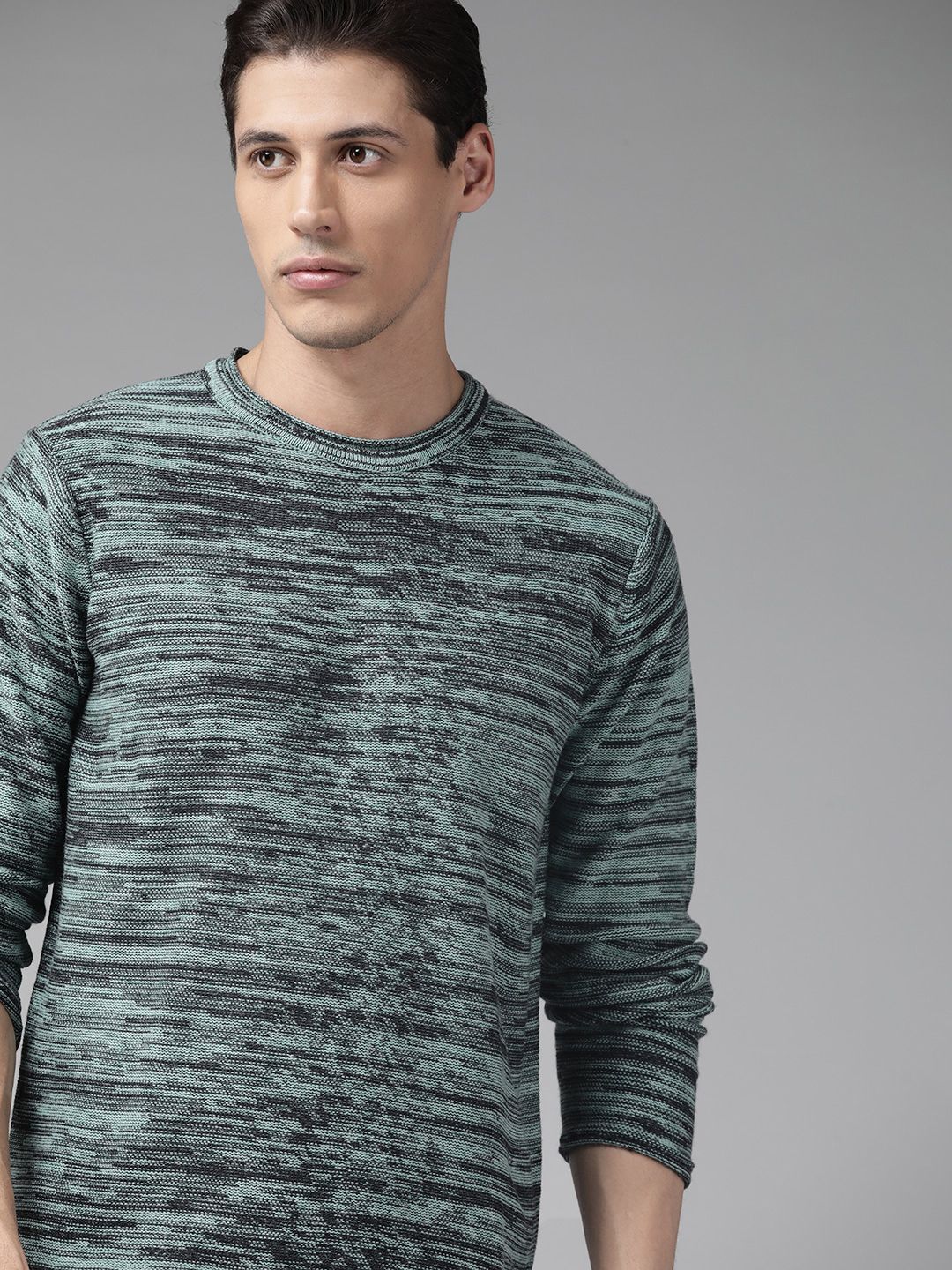 Roadster Men Grey & Black Colourblocked Pullover-picture-19