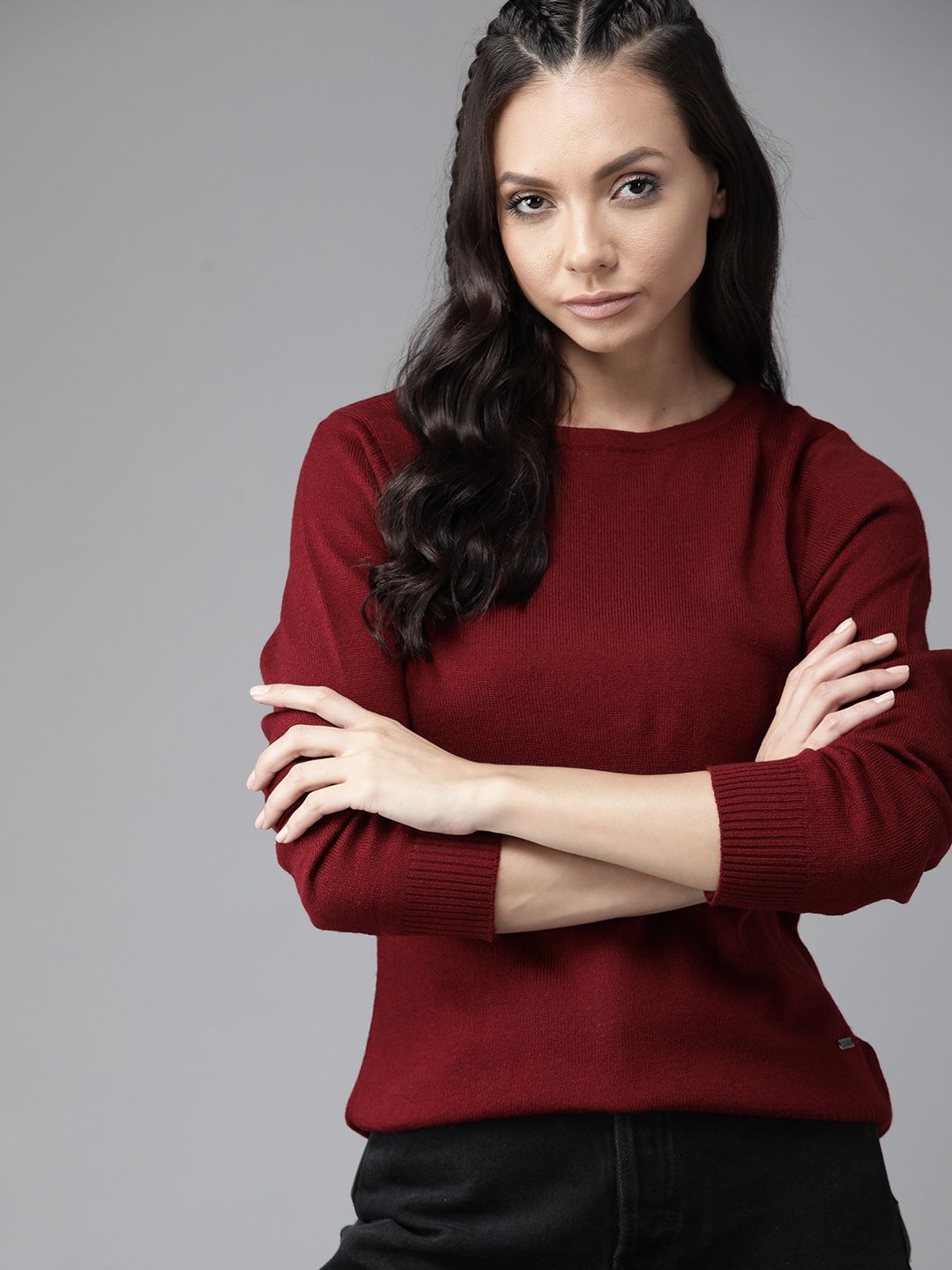 Roadster Women Maroon Solid Pullover-picture-39