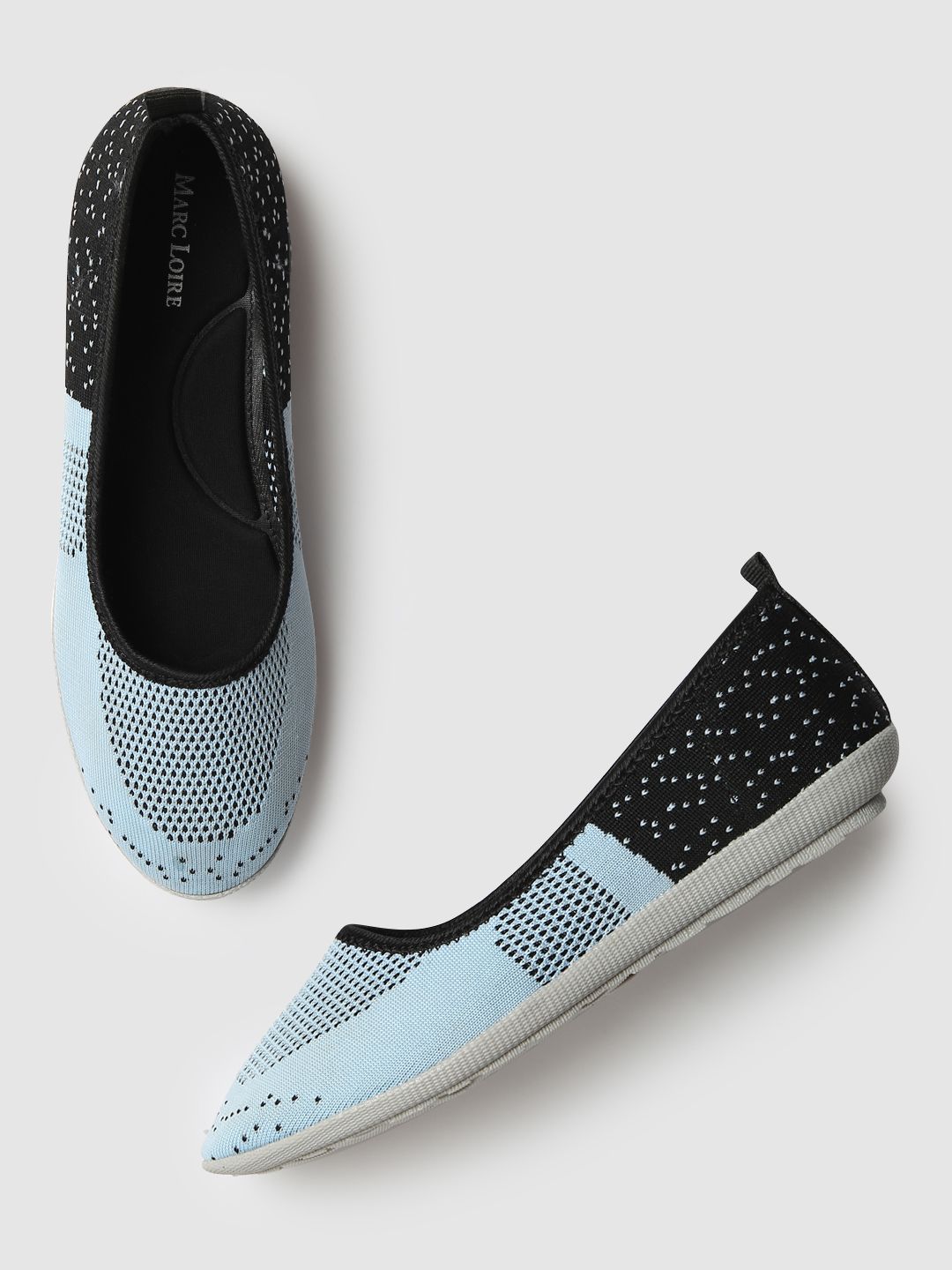 Marc Loire Women Blue & Black Woven Design Ballerinas