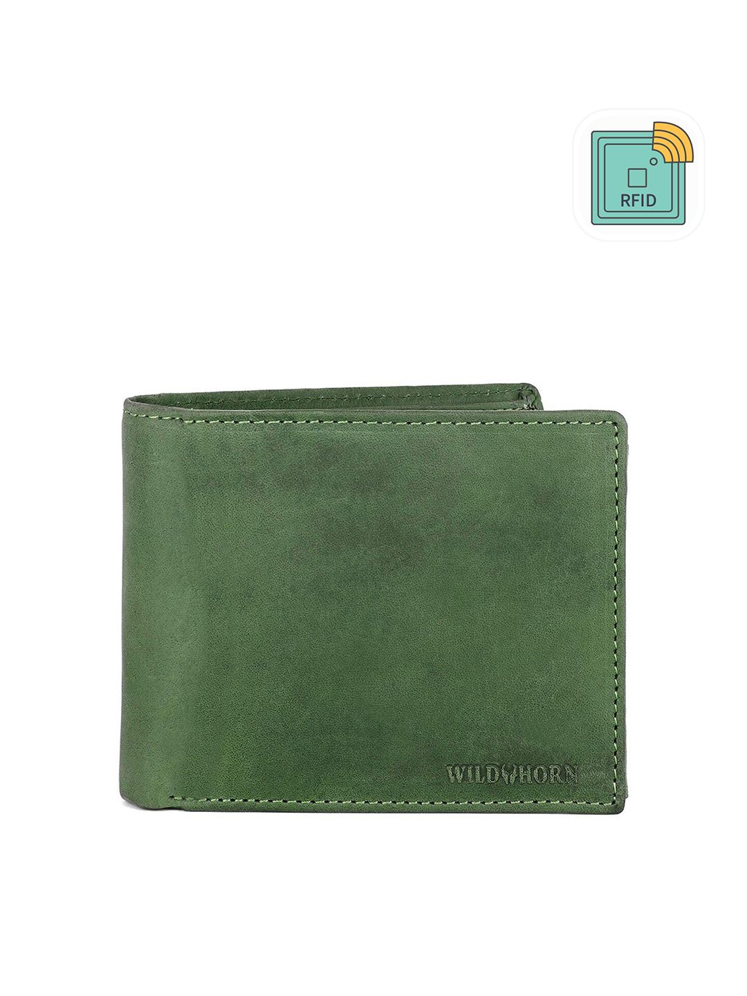 WildHorn Men Green Textured Two Fold Wallet-picture-33