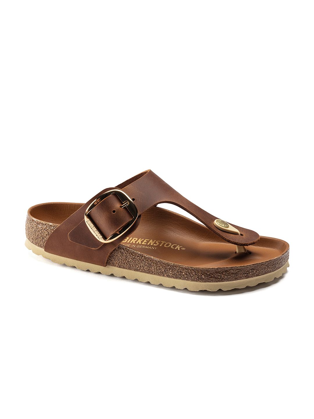 Birkenstock Women Gizeh Big Buckle Natural Leather Brown Regular Width Sandals-image-5