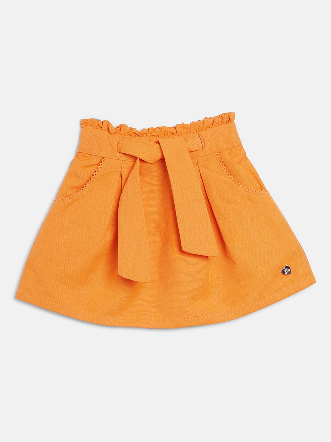 Blue Giraffe Girls Orange Solid Mini Skirts-picture-30