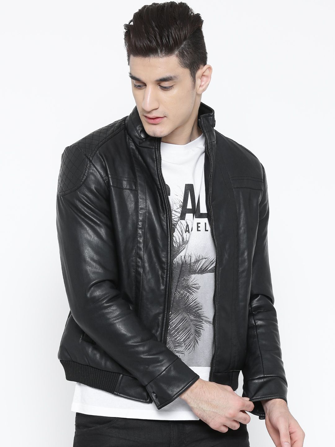 Fort Collins Maroon Faux Leather Jacket Jackets For Men Myntra Fort Collins Maroon Faux Leather Jacket