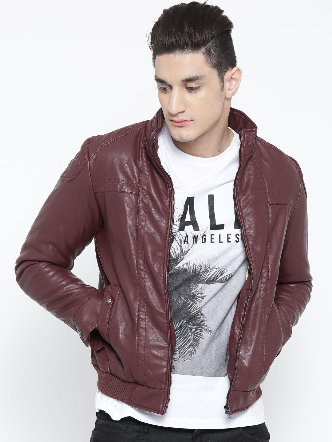 Fort Collins 11116 Ol Maroon Faux Leather Jacket