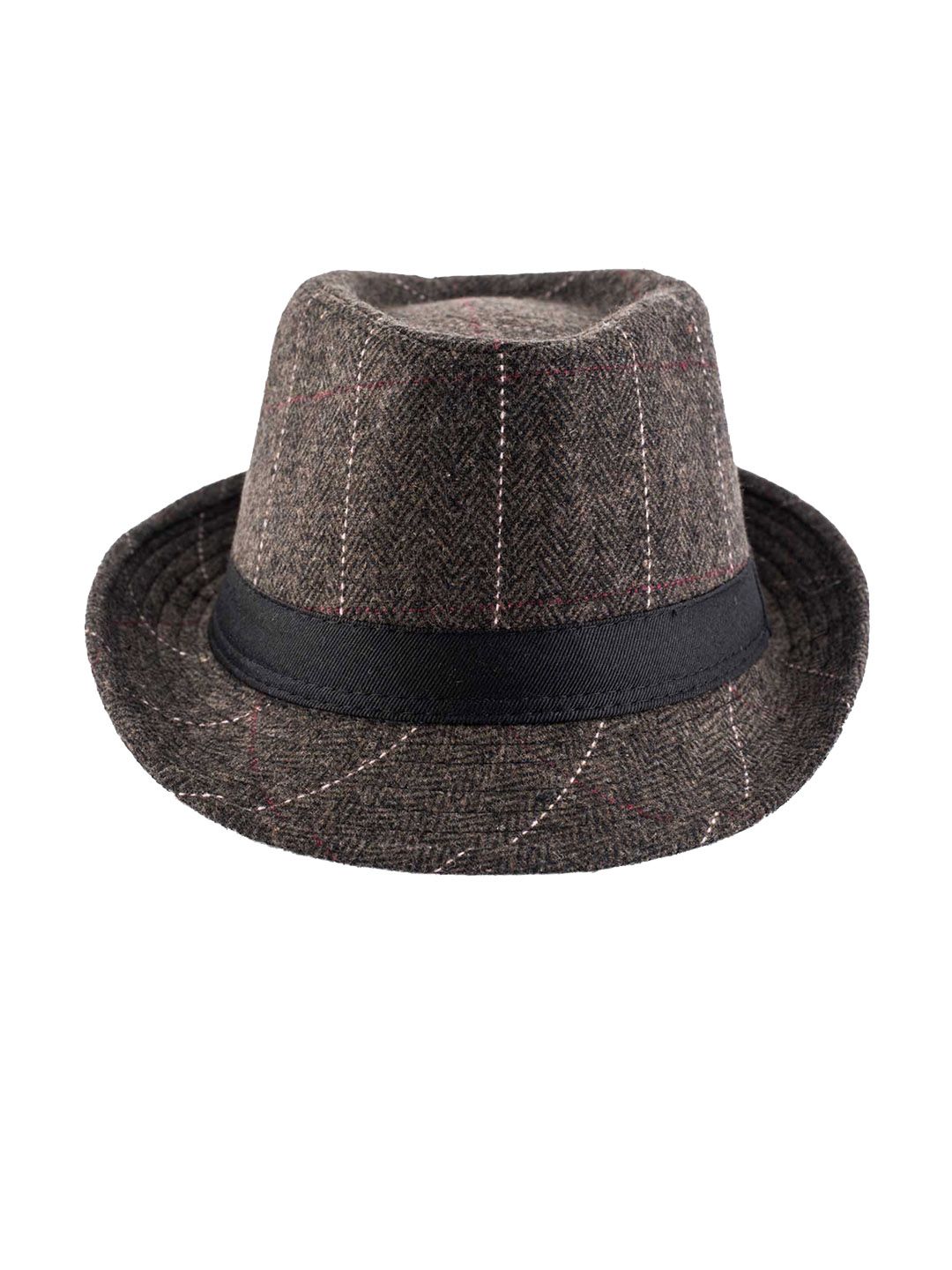 The Tie Hub Men Brown Threaded Fedora Hat-picture-28
