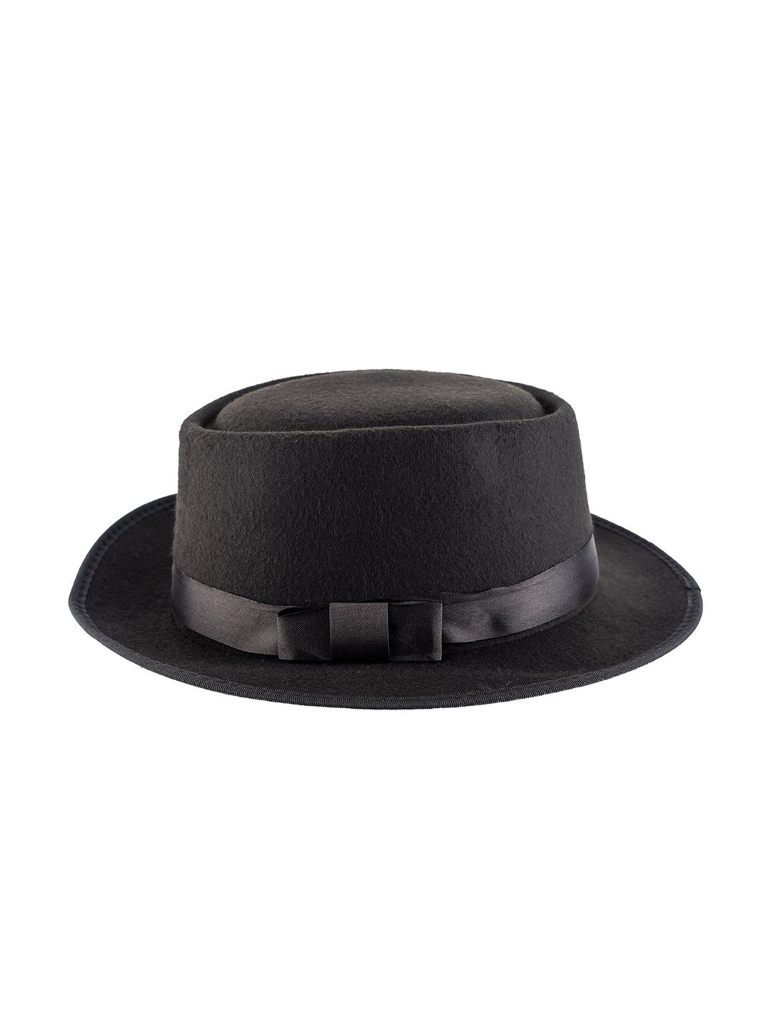 The Tie Hub Men Black Solid Fedora Hat-picture-20