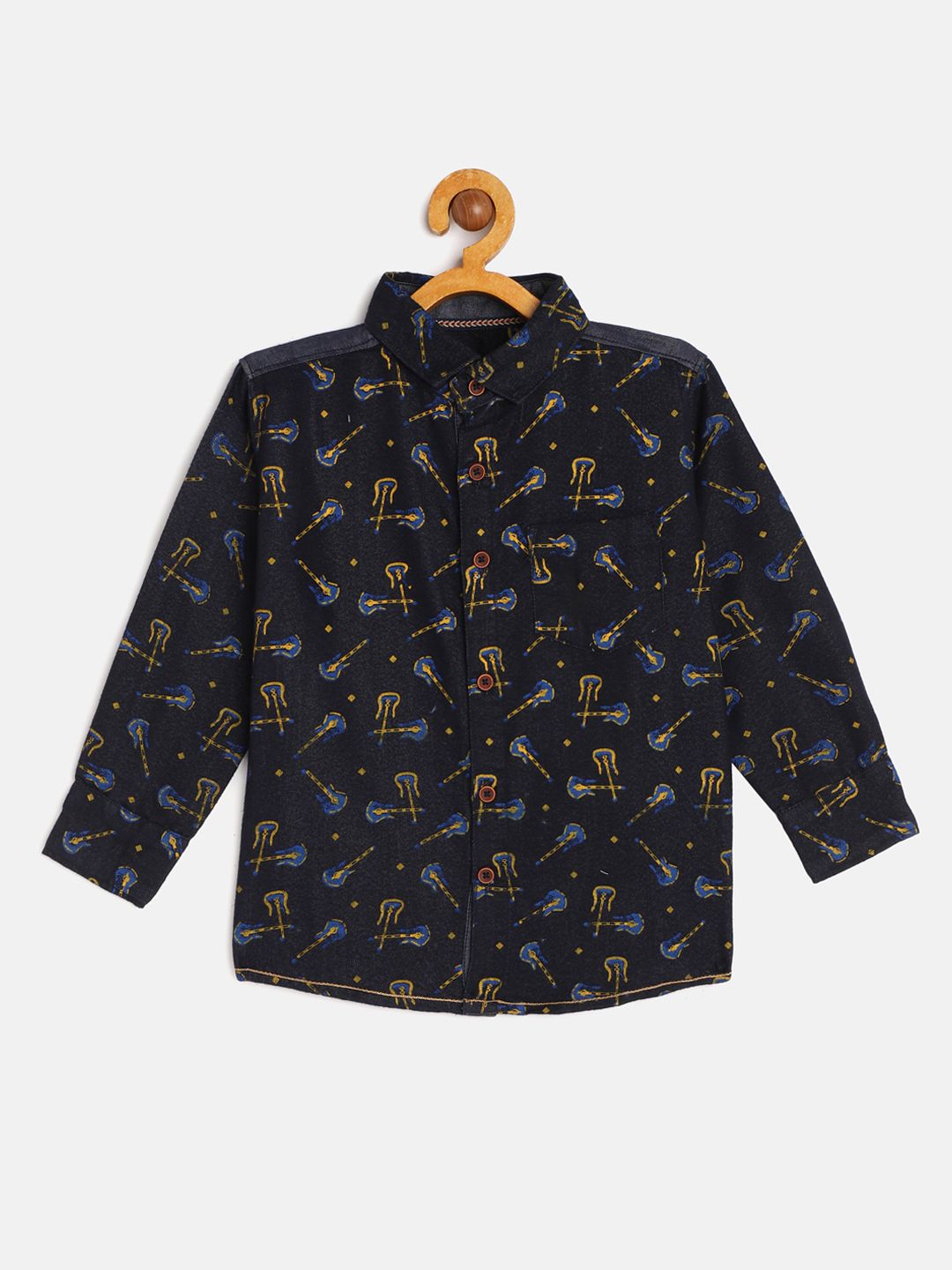 TONYBOY Boys Navy Blue Premium Regular Fit Printed Pure Cotton Casual Shirt-picture-21