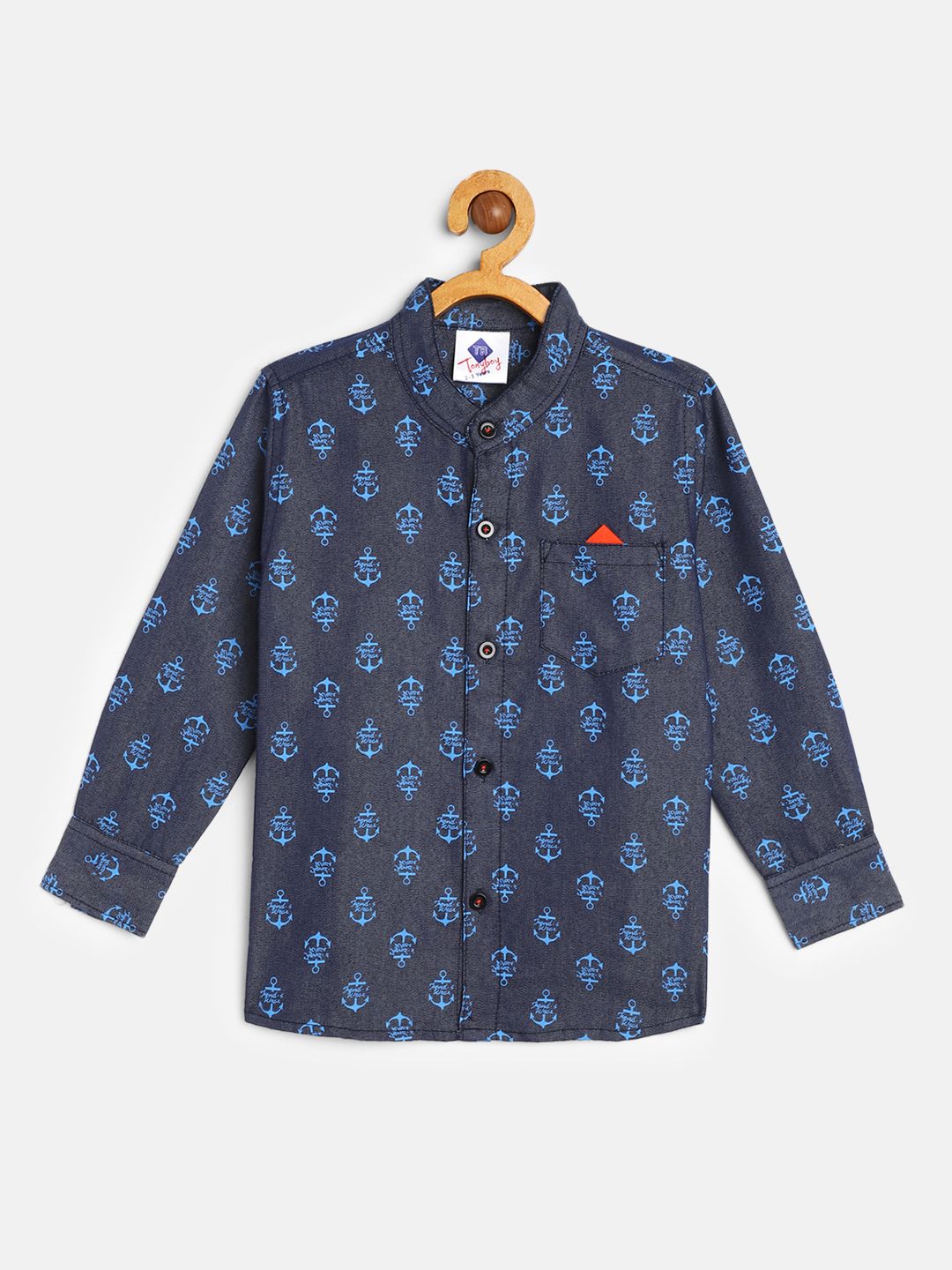 TONYBOY Boys Blue Premium Printed Pure Cotton Casual Shirt-picture-29