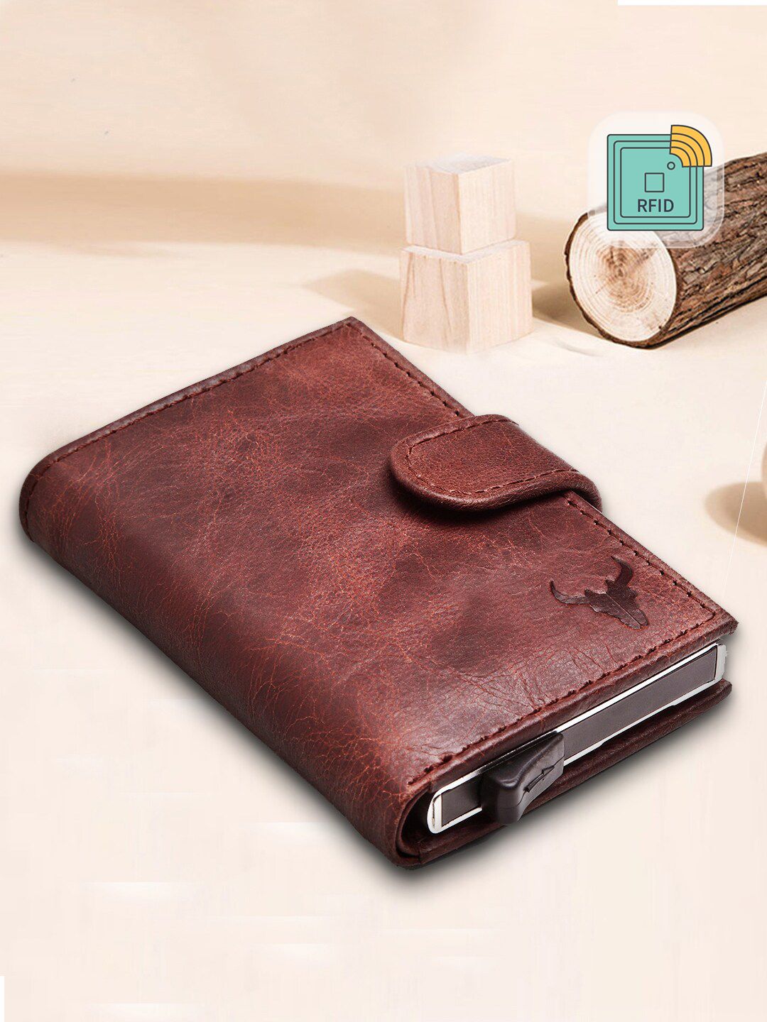 NAPA HIDE Men Brown Textured Leather Card Holder with RFID-picture-20