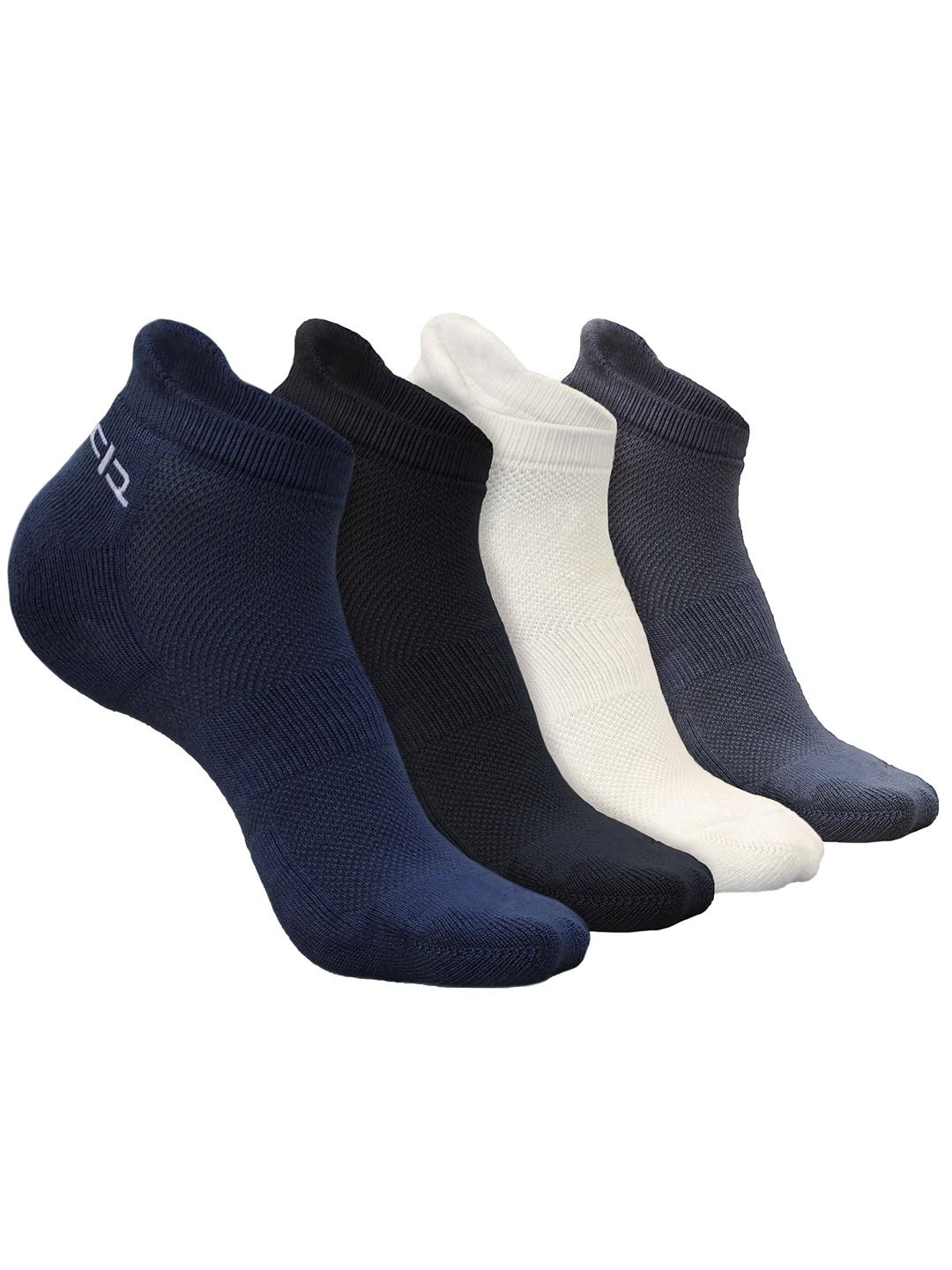Heelium Men Pack Of 4 Padded Base Anti-bacterial Bamboo Ankle Length Socks