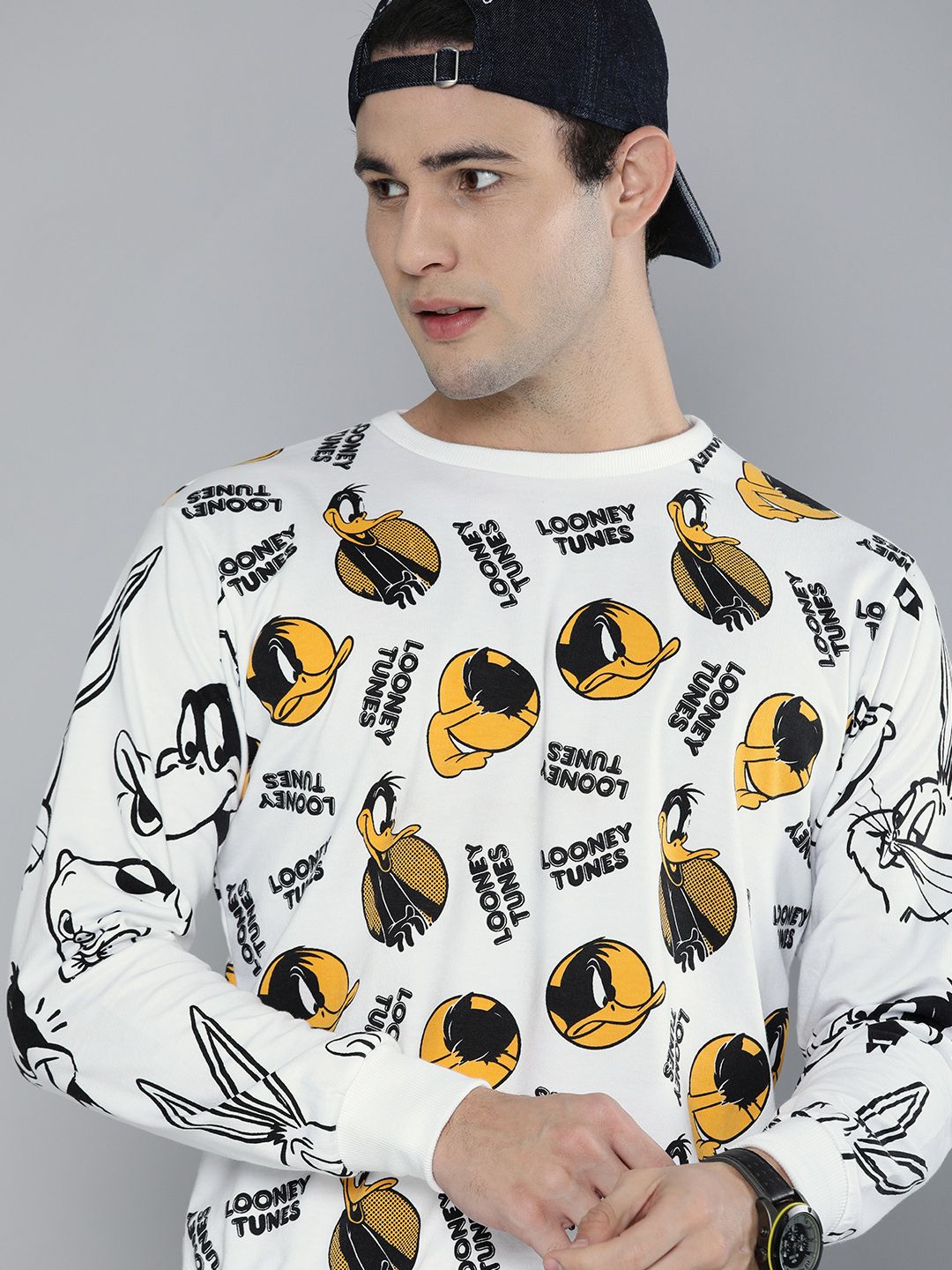 Kook N Keech Looney Tunes Men White Looney Tunes Printed Sweatshirt-picture-42