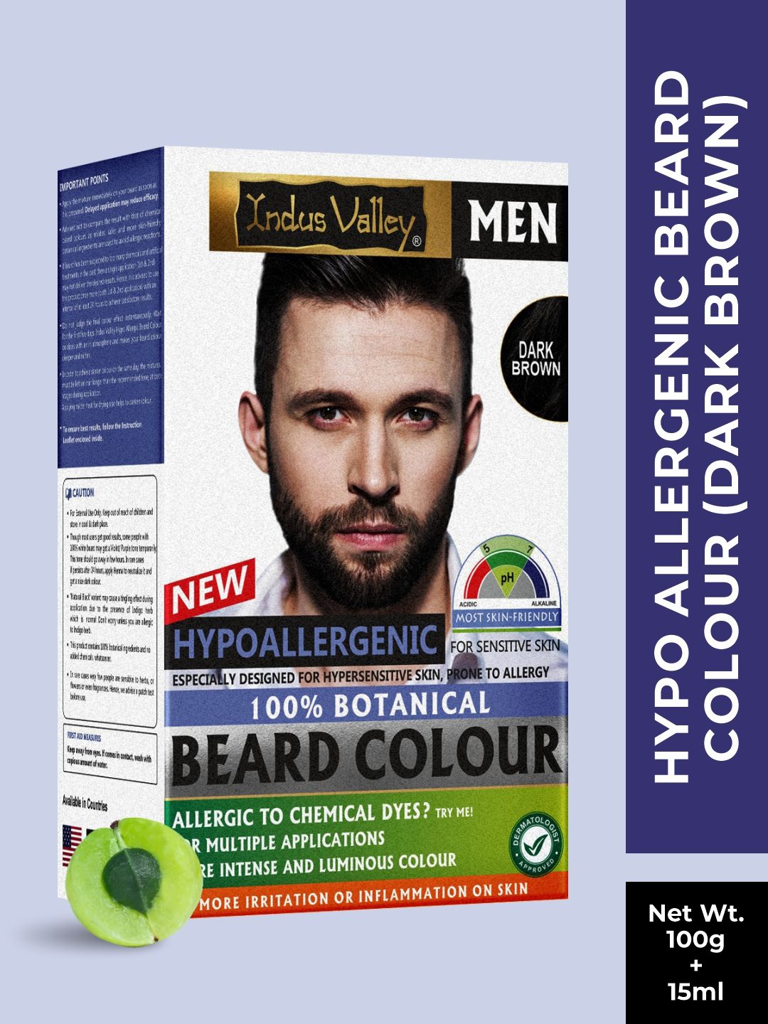 Indus Valley Men Beard Colour100% Botanical Hypo Allergic Dark Brown 115g-picture-18