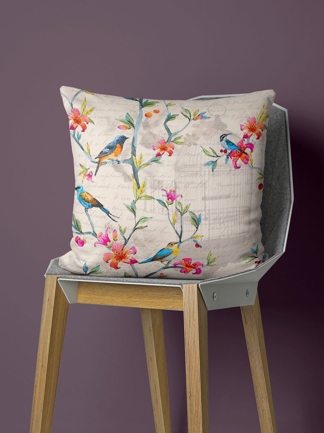 BIANCA Off White & Blue Floral Square Cushion Covers-image-15