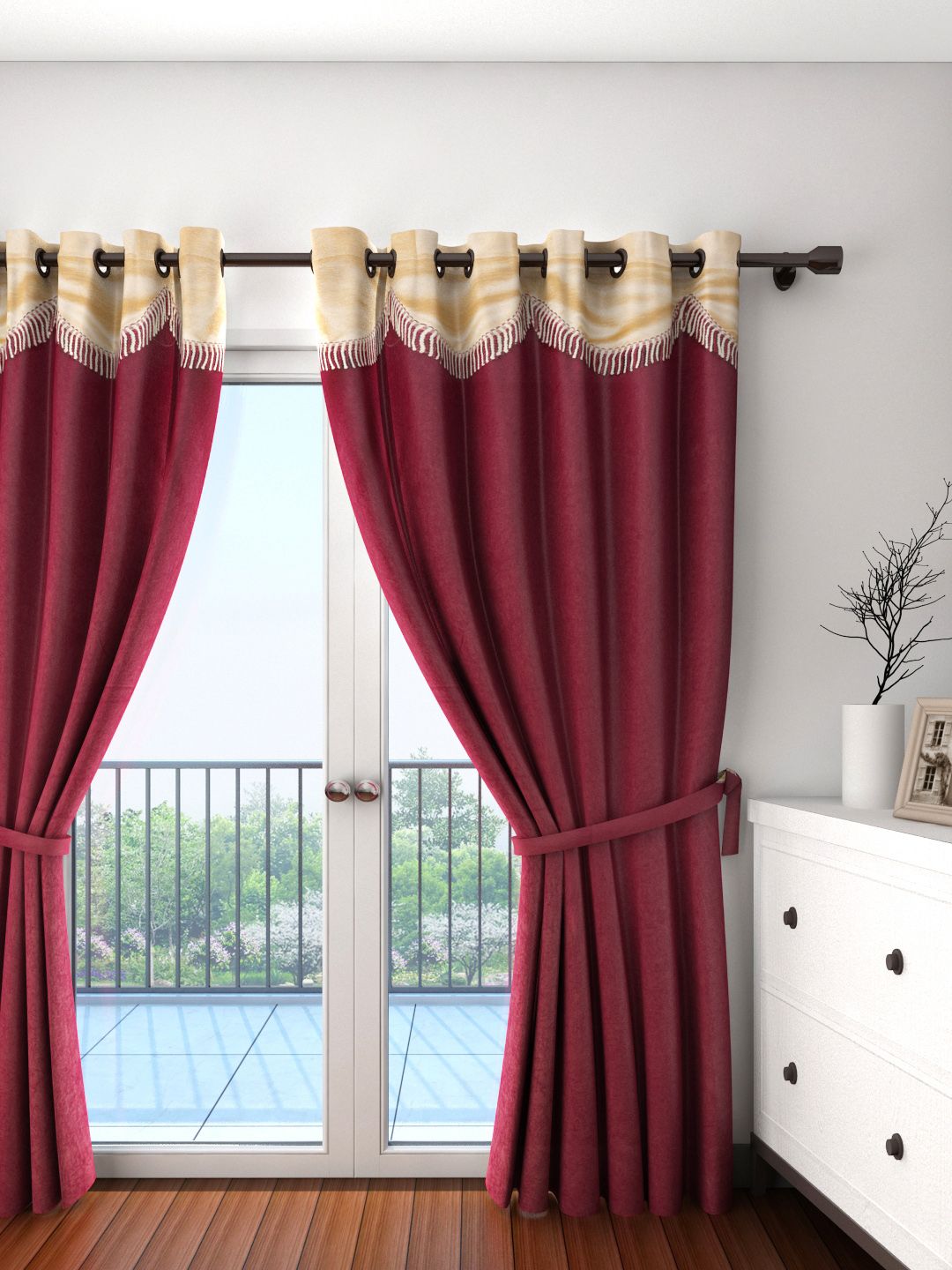 Cortina Maroon Single Door Curtain-image-29