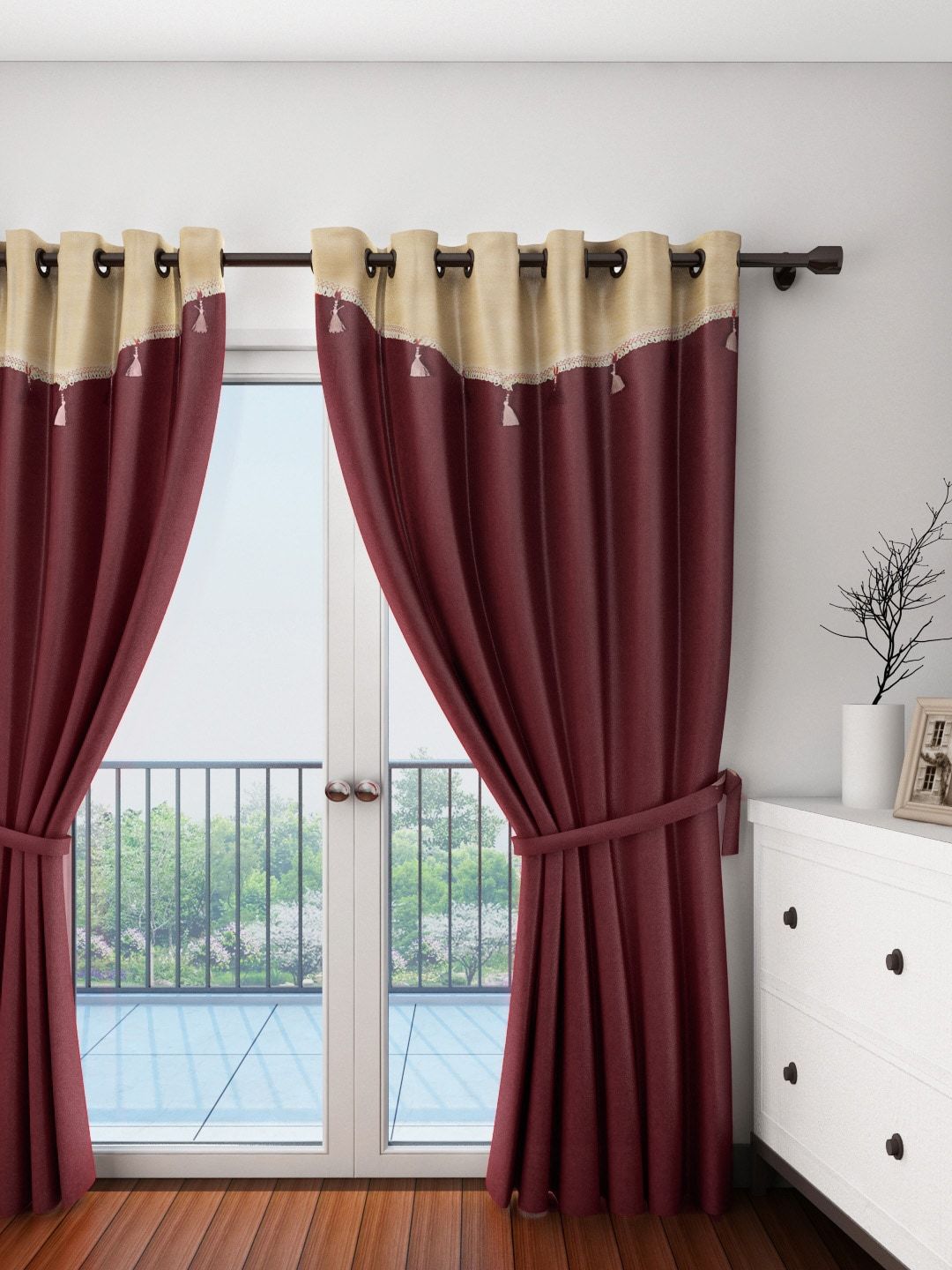Cortina Single Fancy Valance Plain Door Curtain-picture-44