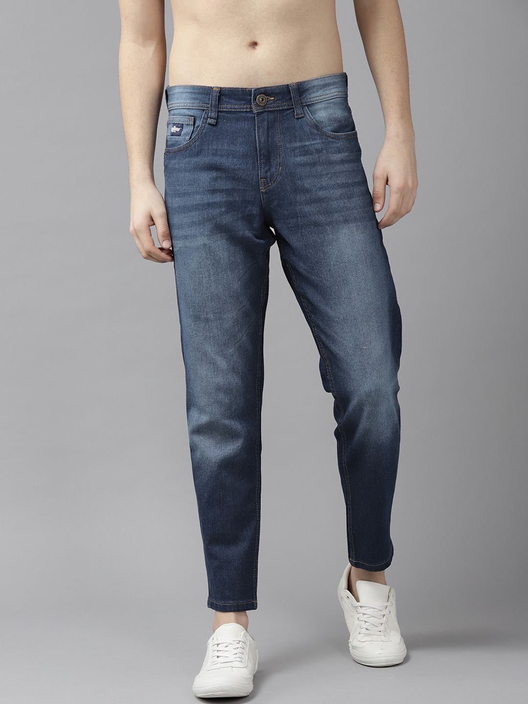 Roadster Men Navy Blue Carrot Fit Light Fade Stretchable Jeans - Price ...