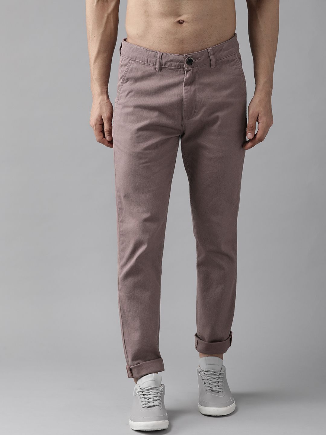 Roadster Men Mauve Slim Fit Chinos Trousers-image-14
