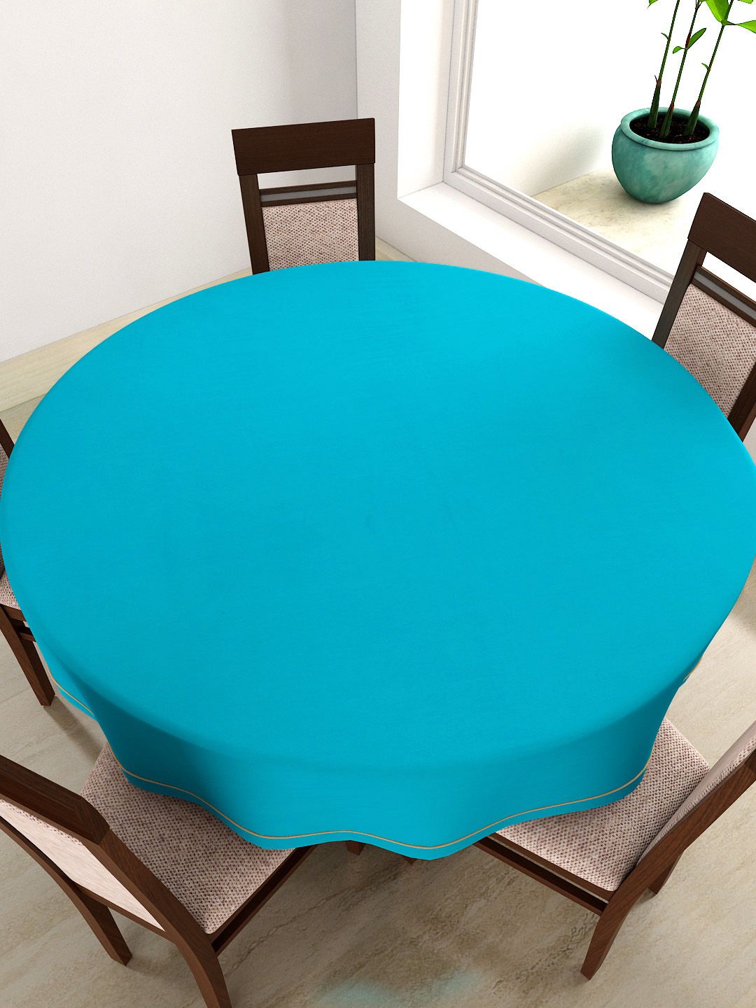 SWAYAM Blue Round 72" Cotton Table Cloth-picture-38
