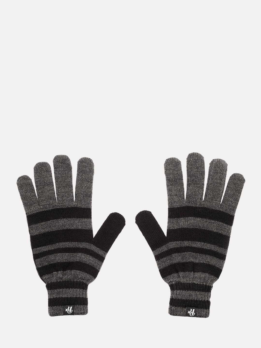 Roadster Men Grey & Black Striped Winter Hand Gloves-image-20