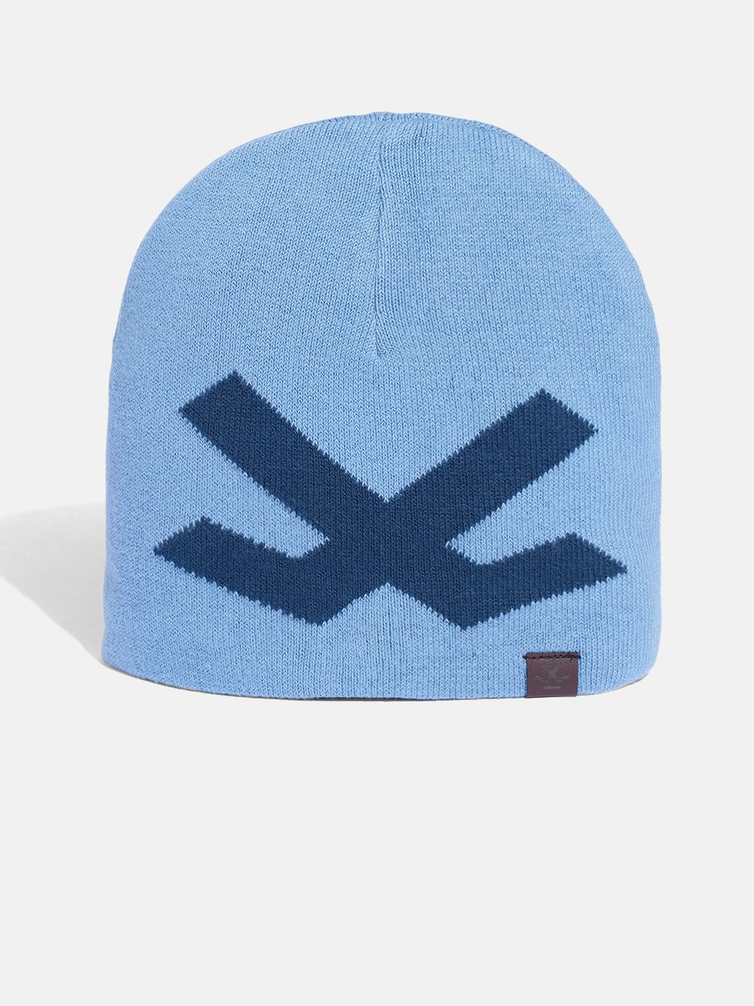 WROGN Unisex Blue Brand Logo Printed Beanie-image-15