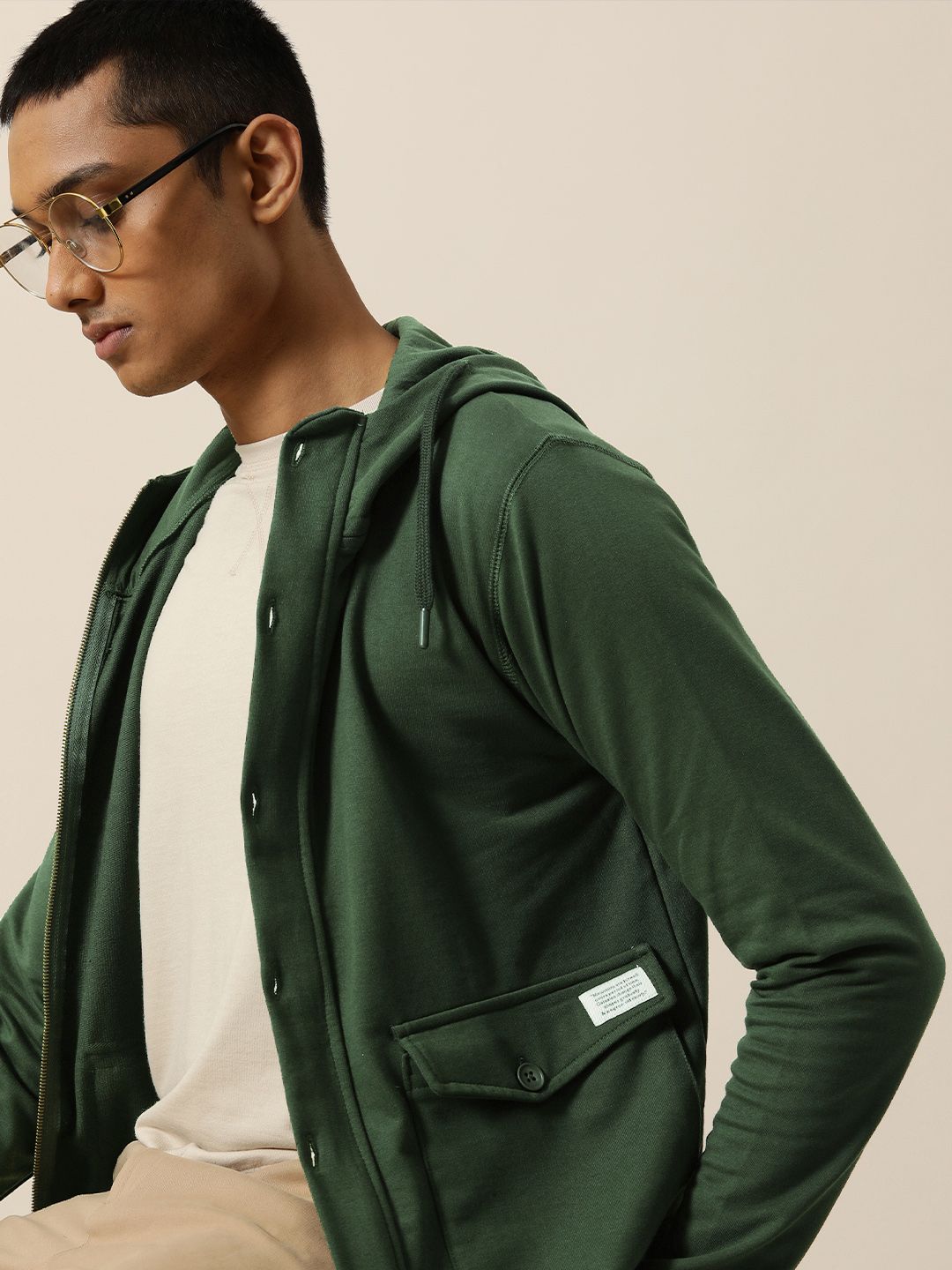 Buy Mr Bowerbird Mr Bowerbird Men Green Solid Hooded Sweatshirt at Redfynd