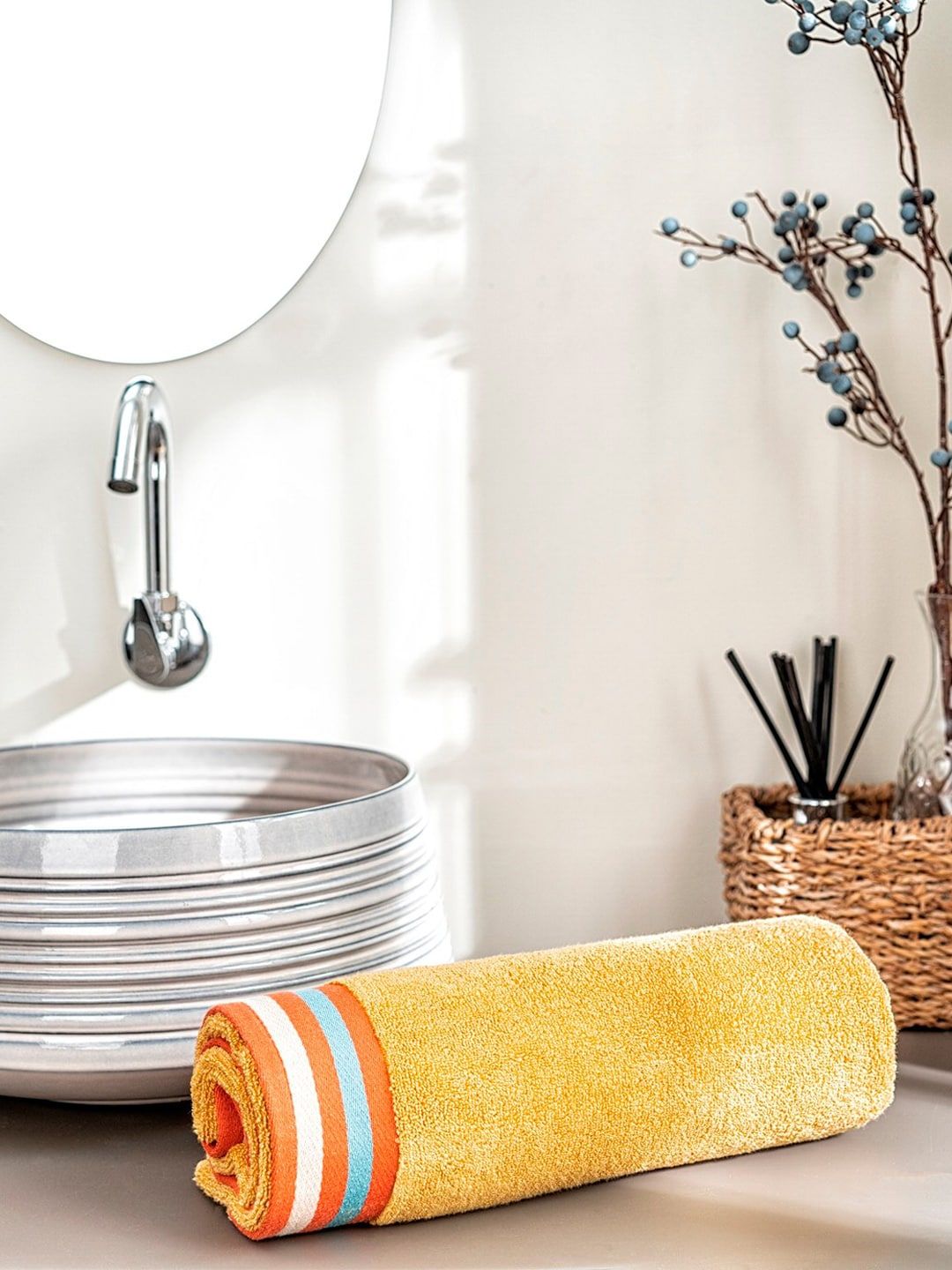 DDecor Unisex Gold-Coloured Cotton 500 GSM Bath Towel-image-12
