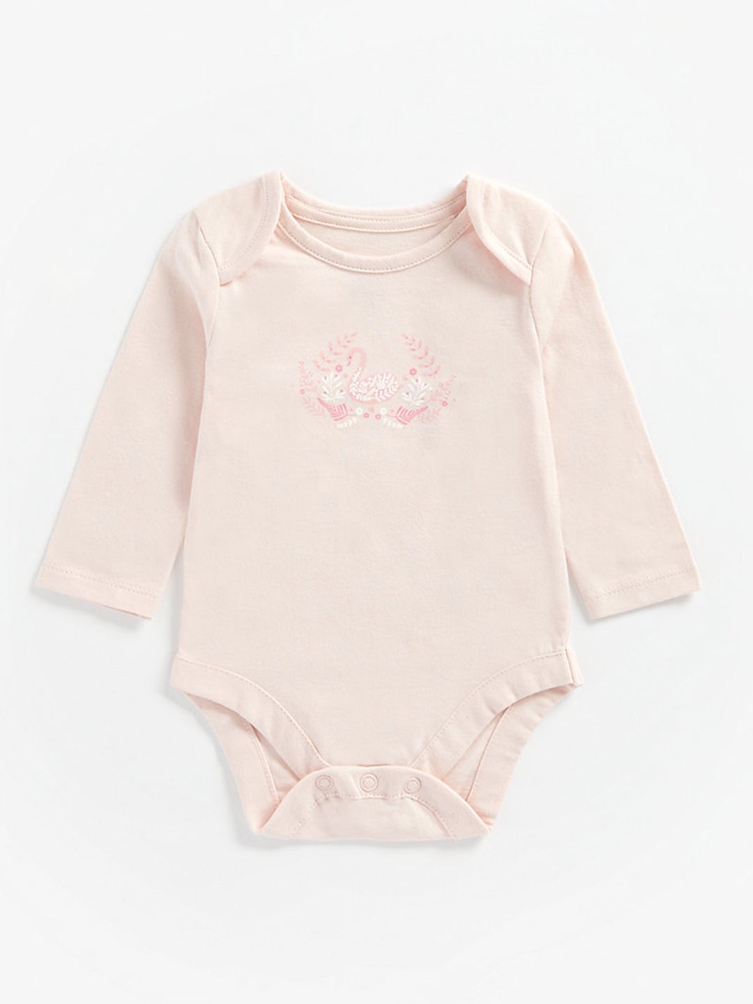 mothercare Girls Pink Floral Printed Pure Cotton Bodysuit-picture-33