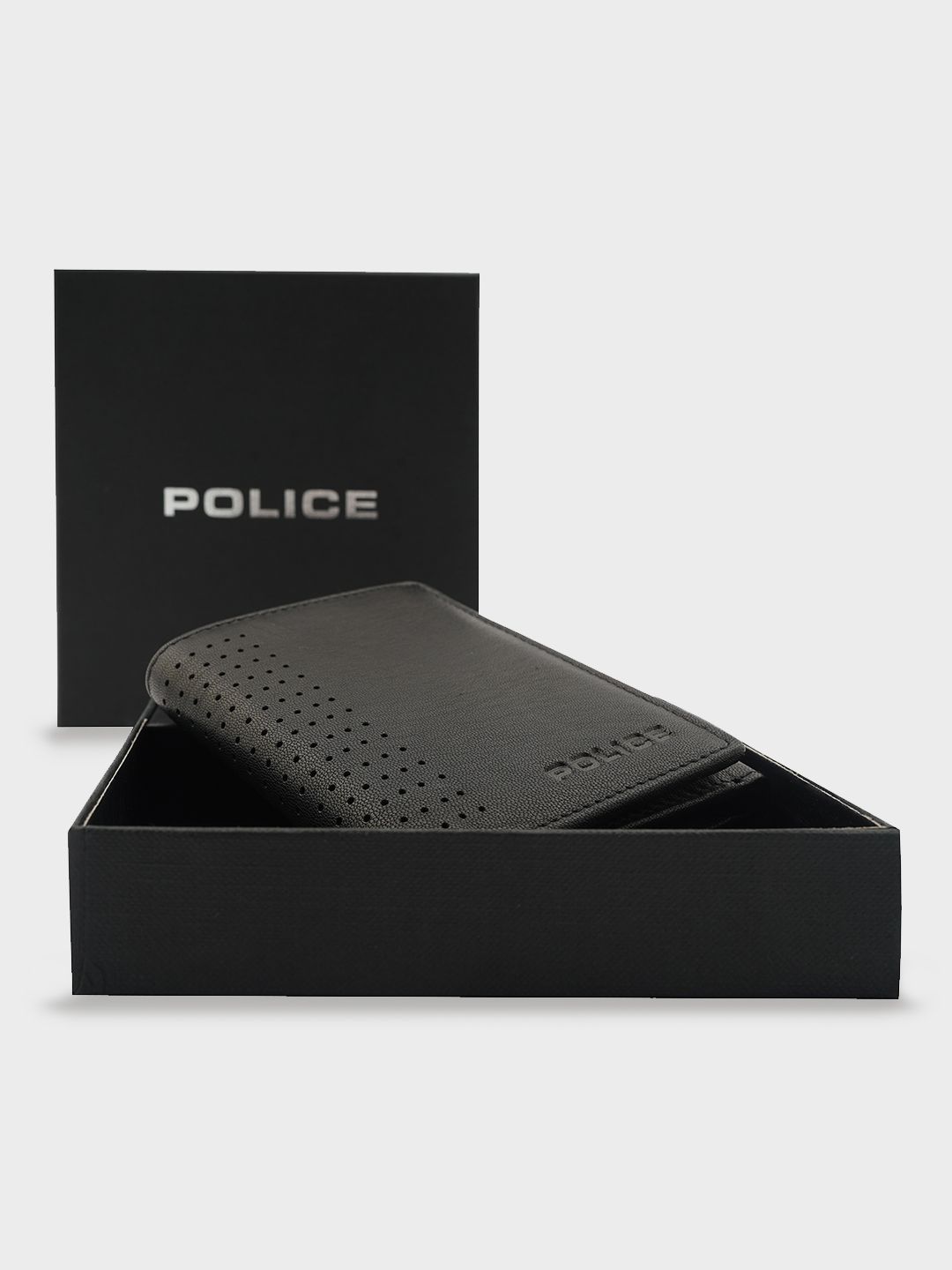 Police Men Black Solid Leather Three Fold Wallet-picture-37