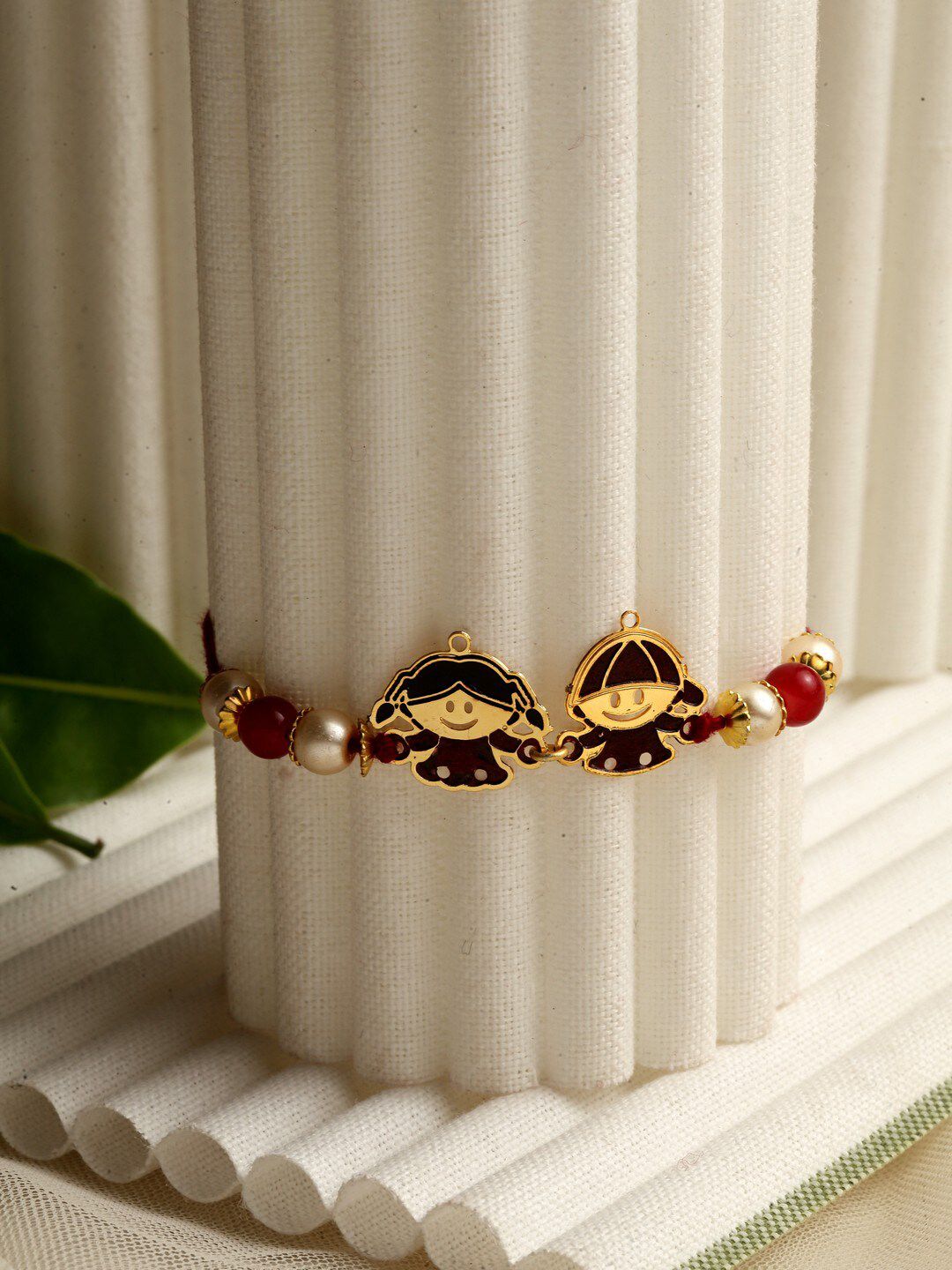 PANASH Boys Gold-Toned & Red Beaded Brass Handcrafted Rakhi-image-37