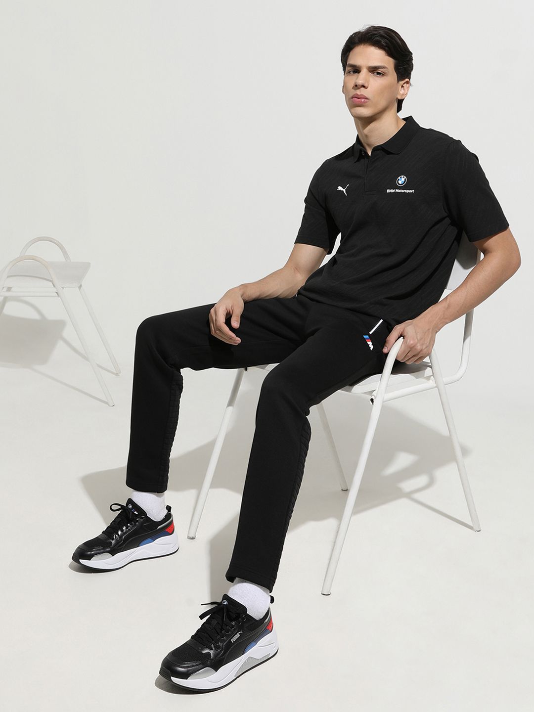 PUMA Motorsport Men Black  White BMW Motorsport Polo Collar Printed Pure Cotton T-shirt-picture-14