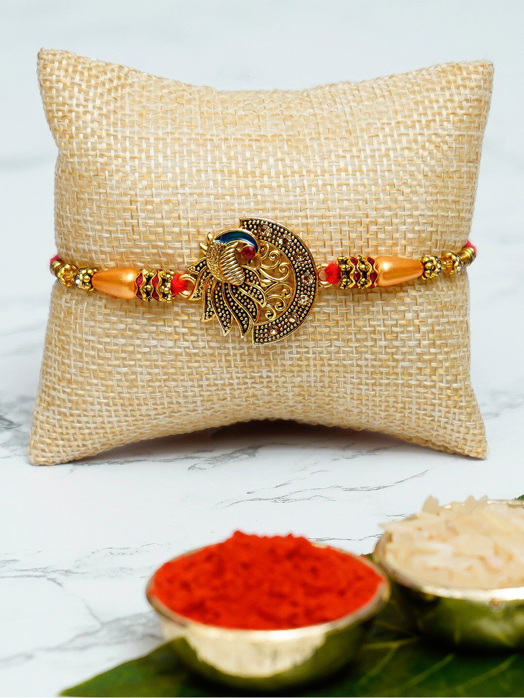 eCraftIndia Gold-Toned Rakhi Gift Set-picture-41