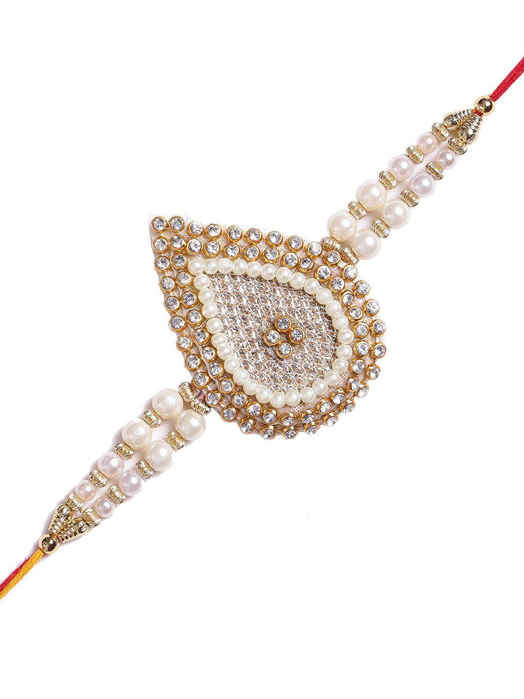 eCraftIndia Gold-Toned & White Rakhi Gift Set-picture-27