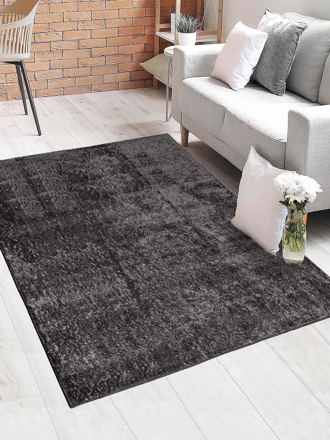 Saral Home Grey Solid Cotton Shaggy Carpet-picture-28