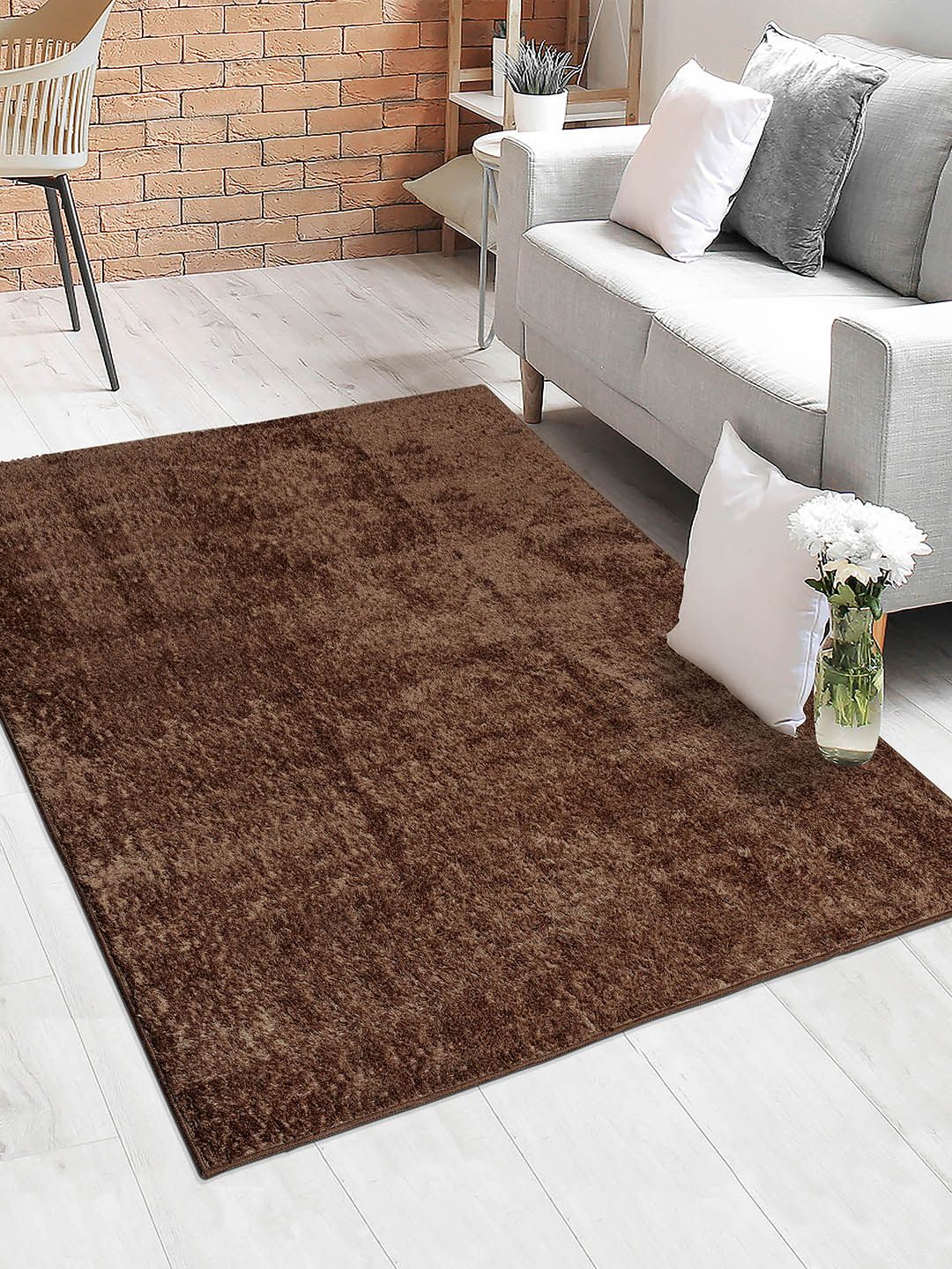 Saral Home Brown Solid Cotton Carpet-picture-27