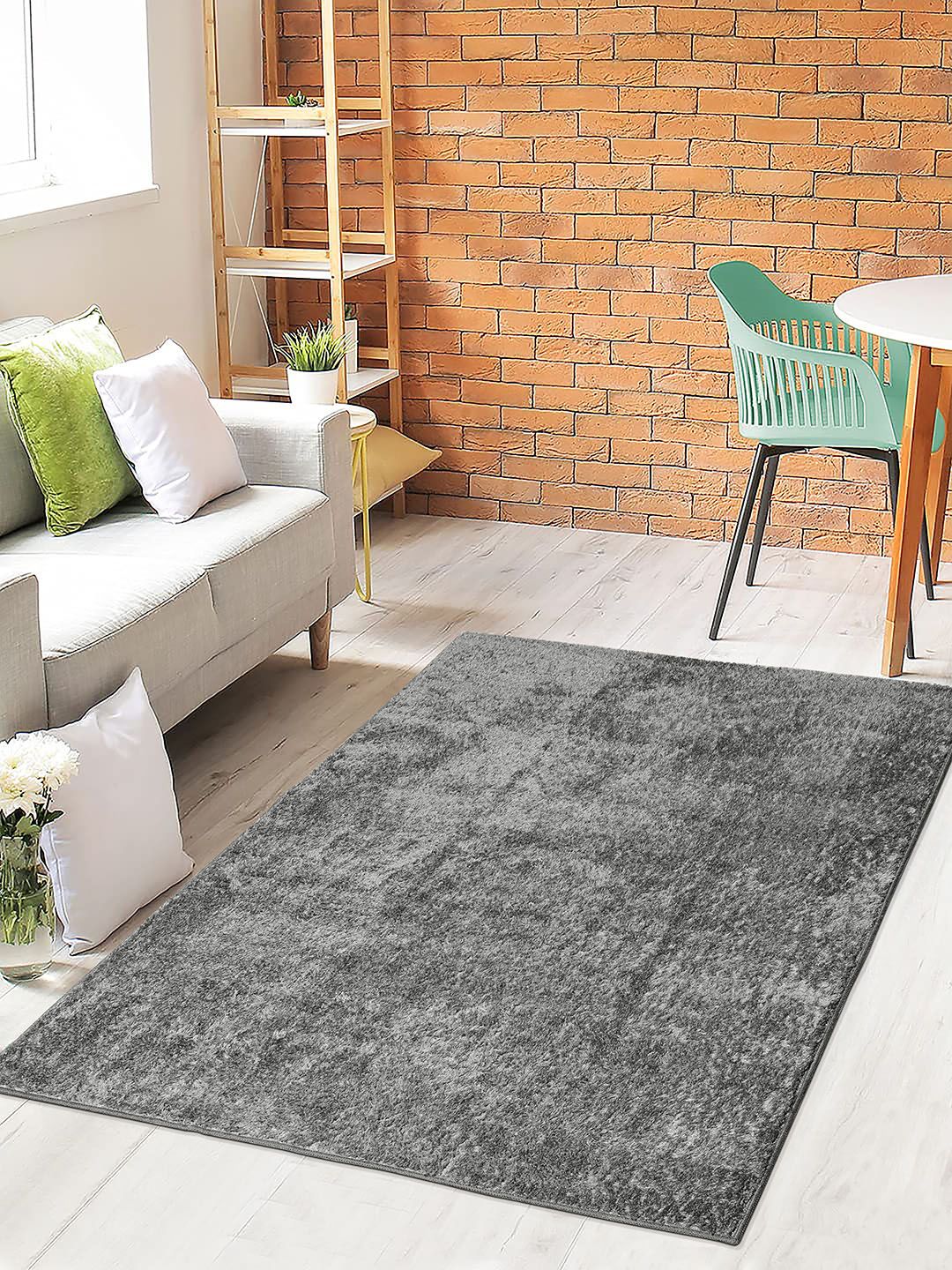 Saral Home Grey Solid Cotton Shaggy Anti-Skid Carpet-picture-38
