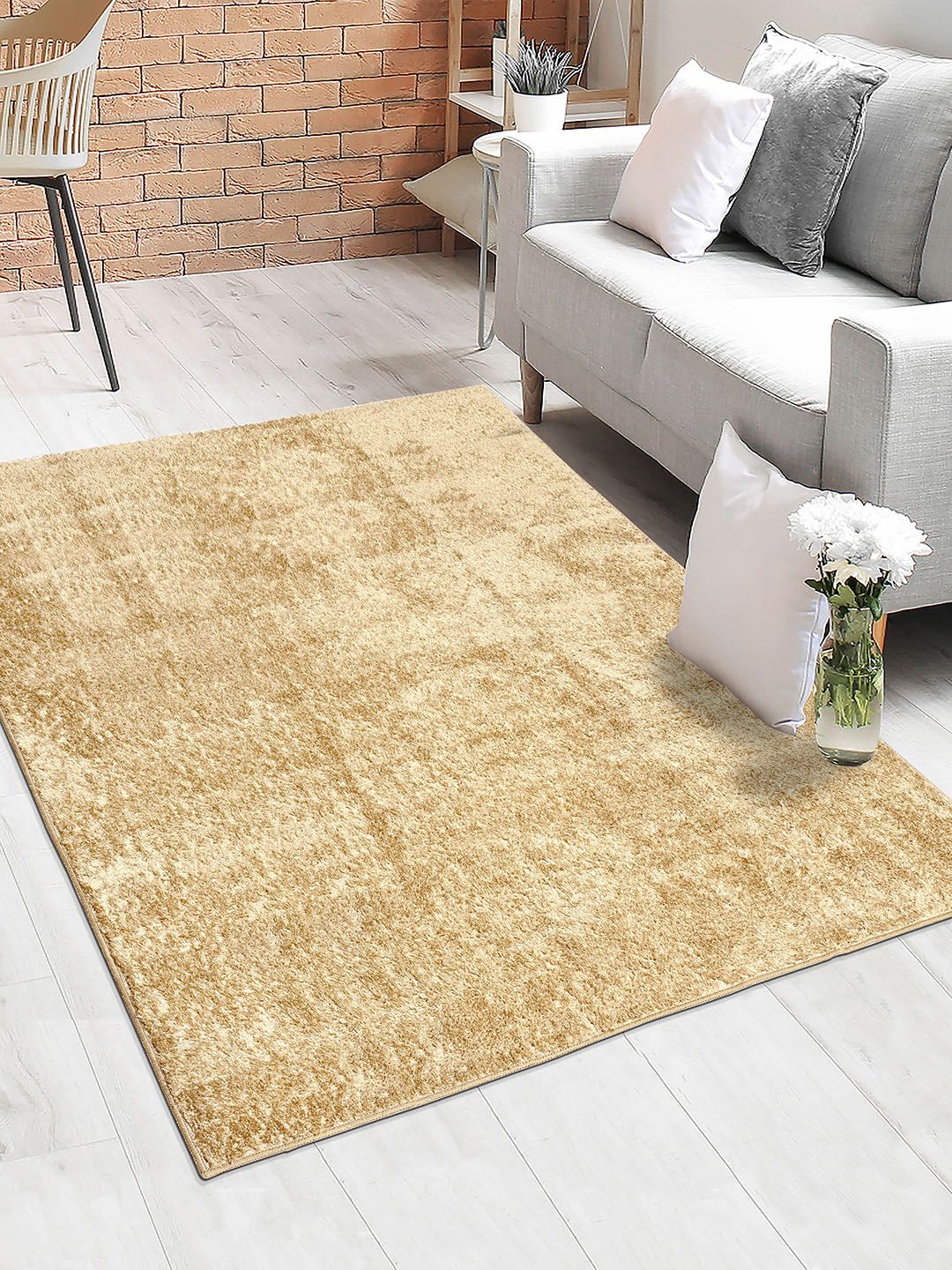 Saral Home Cream-Coloured Solid Cotton Shaggy Carpet-image-35