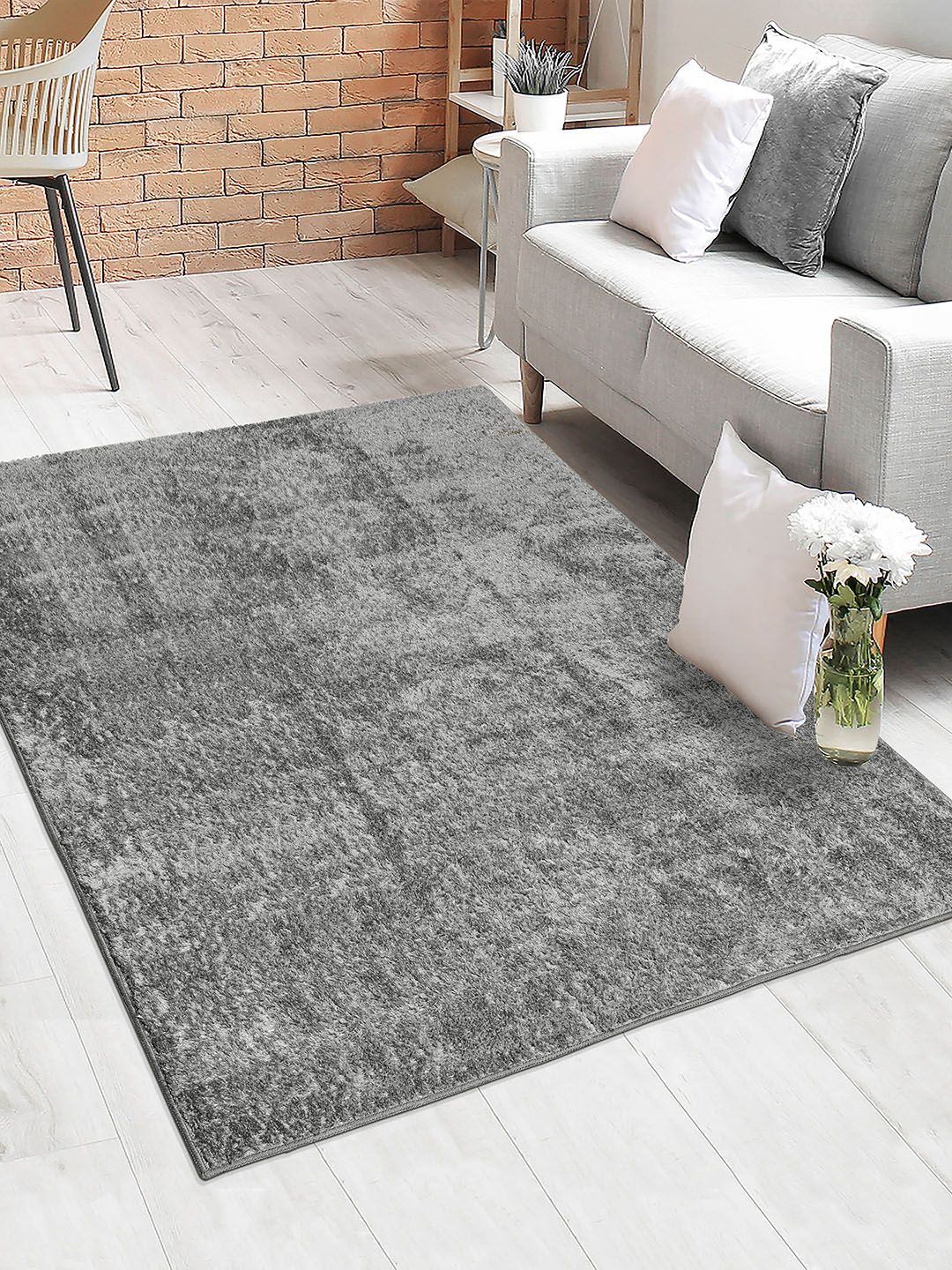 Saral Home Grey Solid Cotton Shaggy Carpet-picture-33