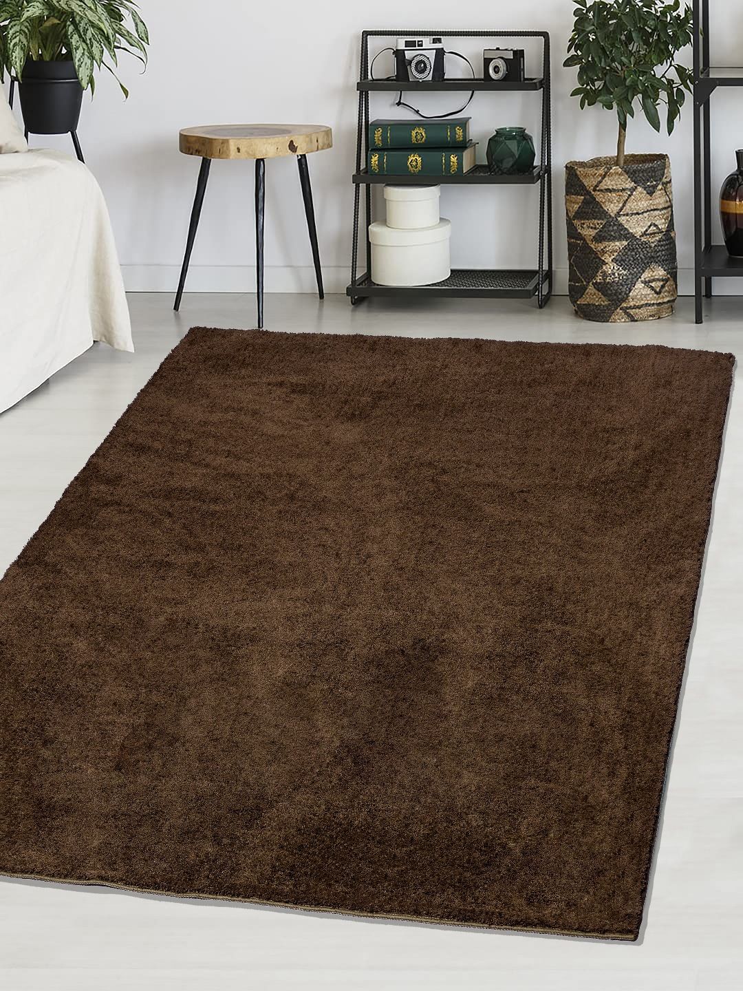Saral Home Brown Solid Cotton Neon Saggy Anti-Skid Carpet-picture-23